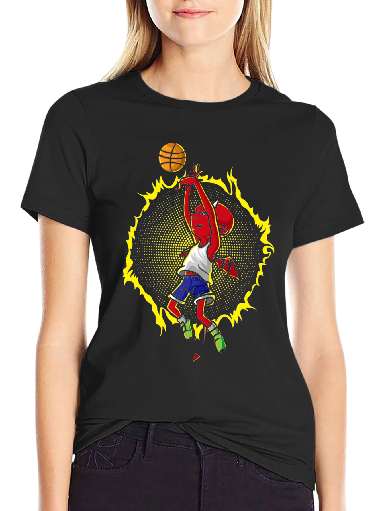 Fiery Devil Basketball Graphic Tee