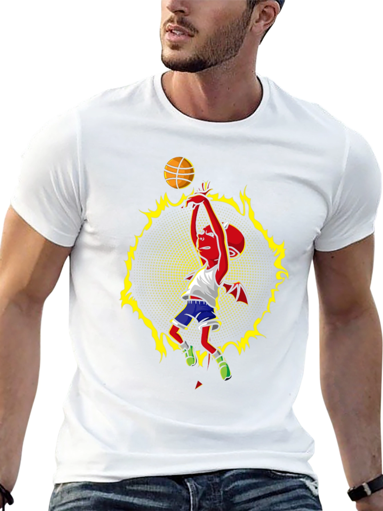 Fiery Devil Basketball Graphic Tee