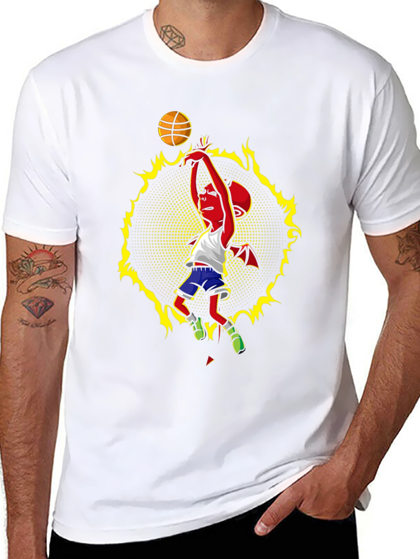 Fiery Devil Basketball Graphic Tee