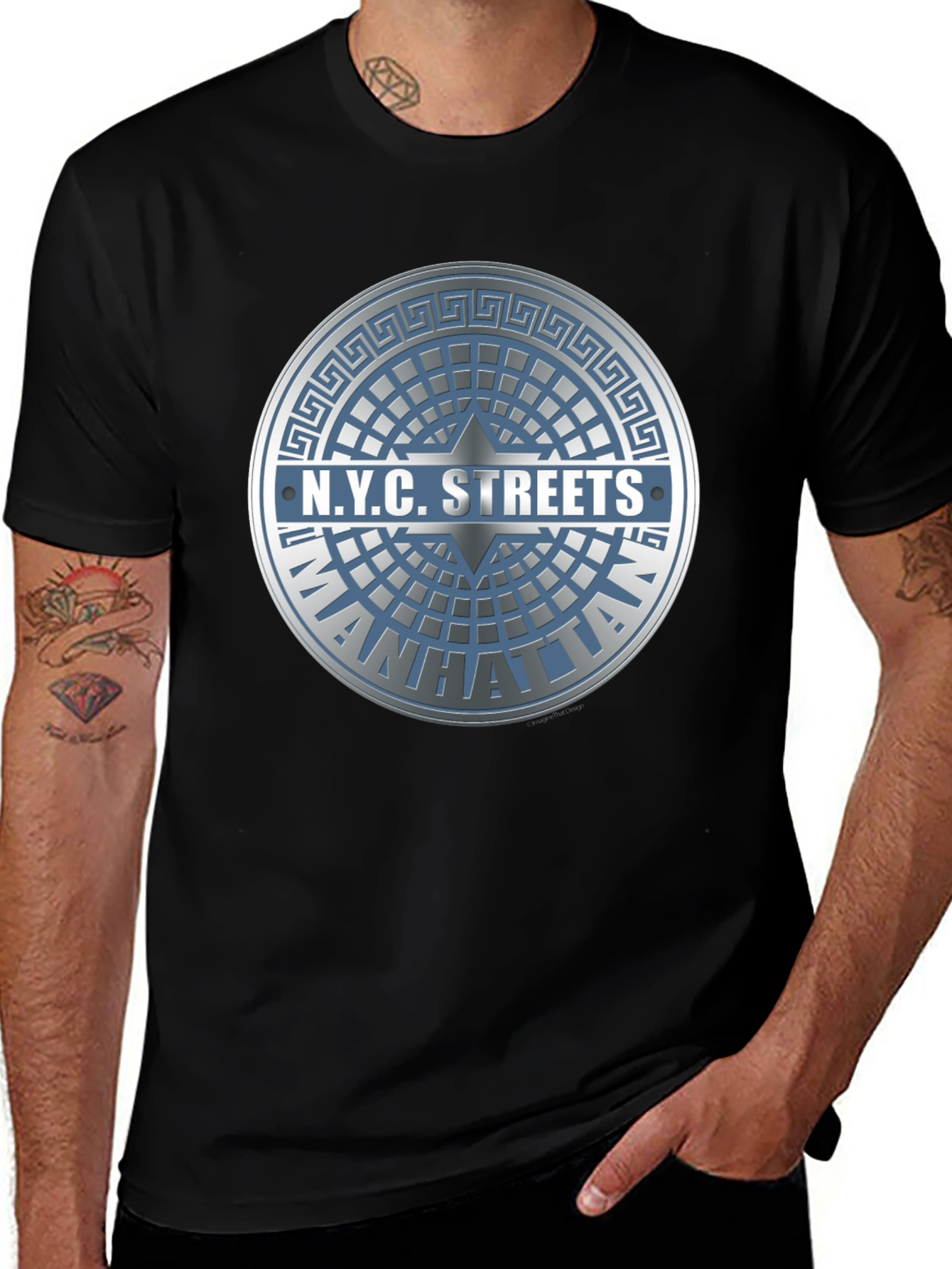 NYC Streets Manhattan T-Shirt - Black