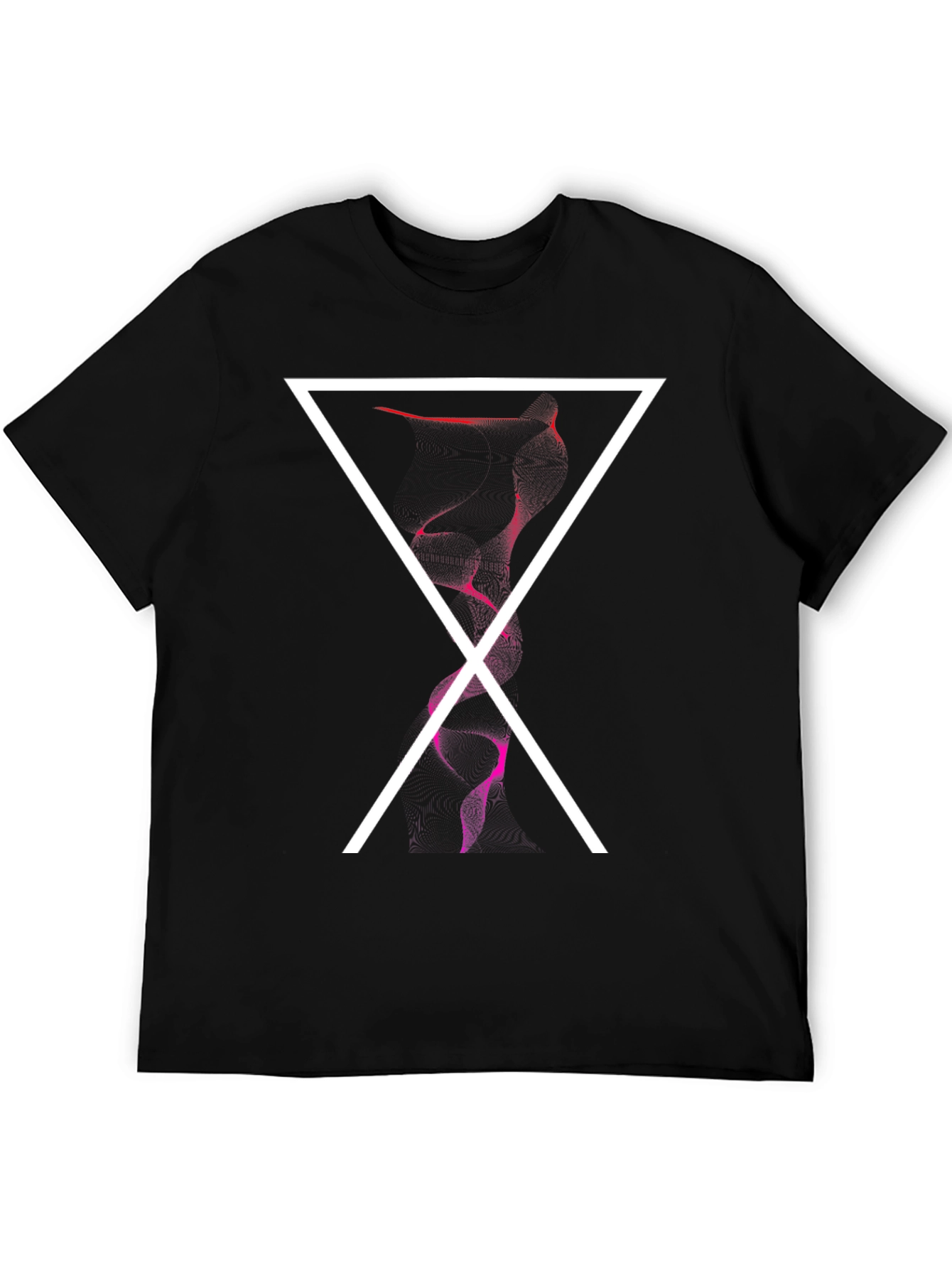 Abstract Triangle Graphic Print Mens Black Tee