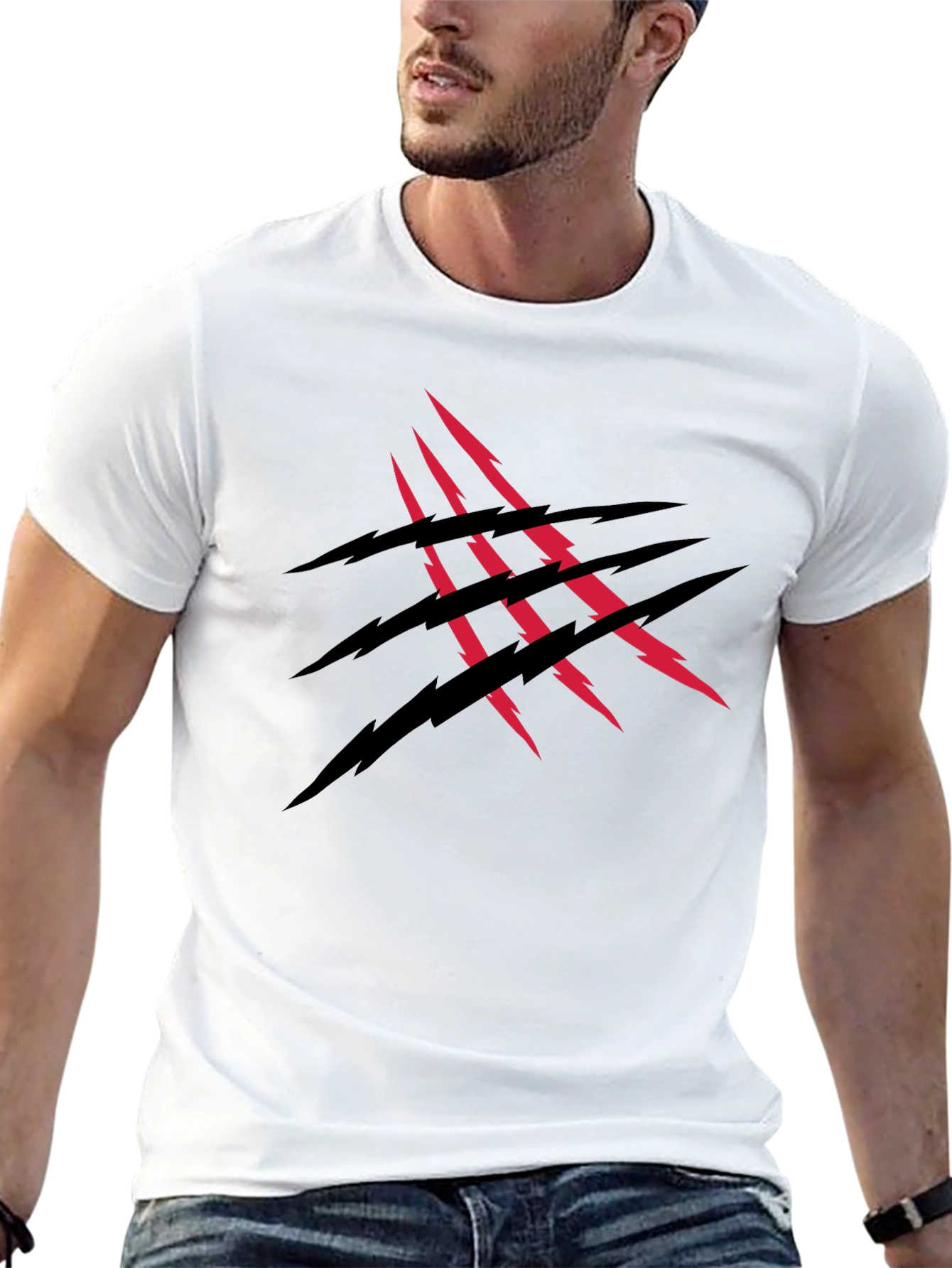 Claw Mark Graphic Print Black T-Shirt