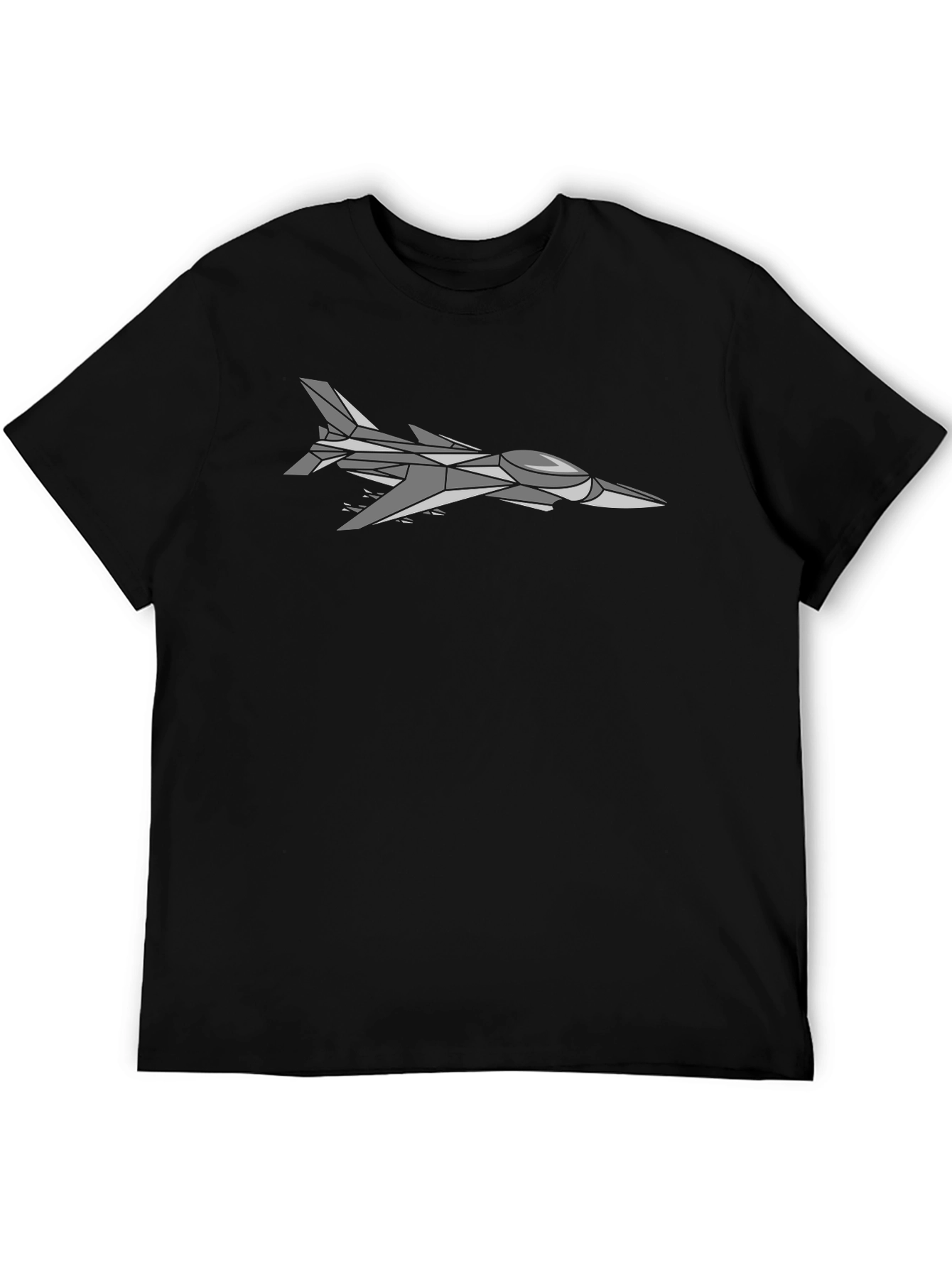 Sleek Jet Fighter Graphic Tee - Black Cotton T-Shirt