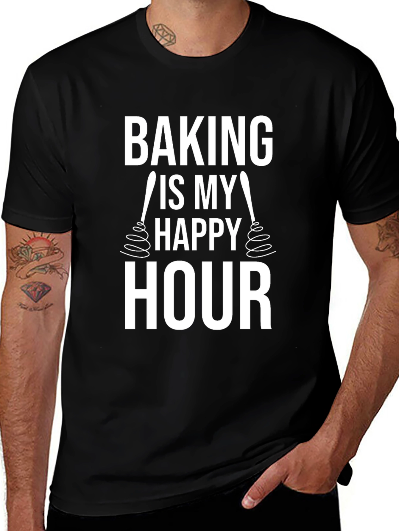 Baking Is My Happy Hour Black T-Shirt