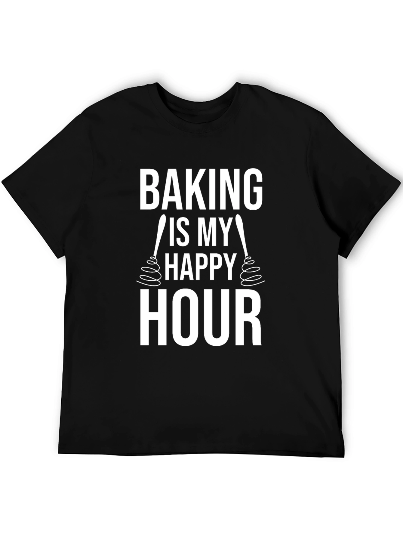 Baking Is My Happy Hour Black T-Shirt