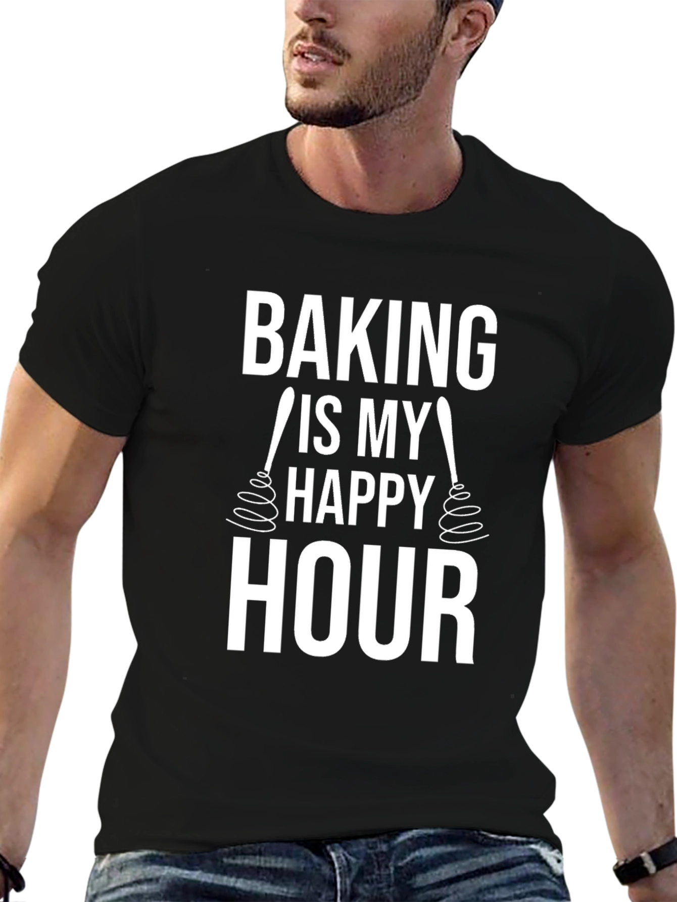 Baking Is My Happy Hour Black T-Shirt