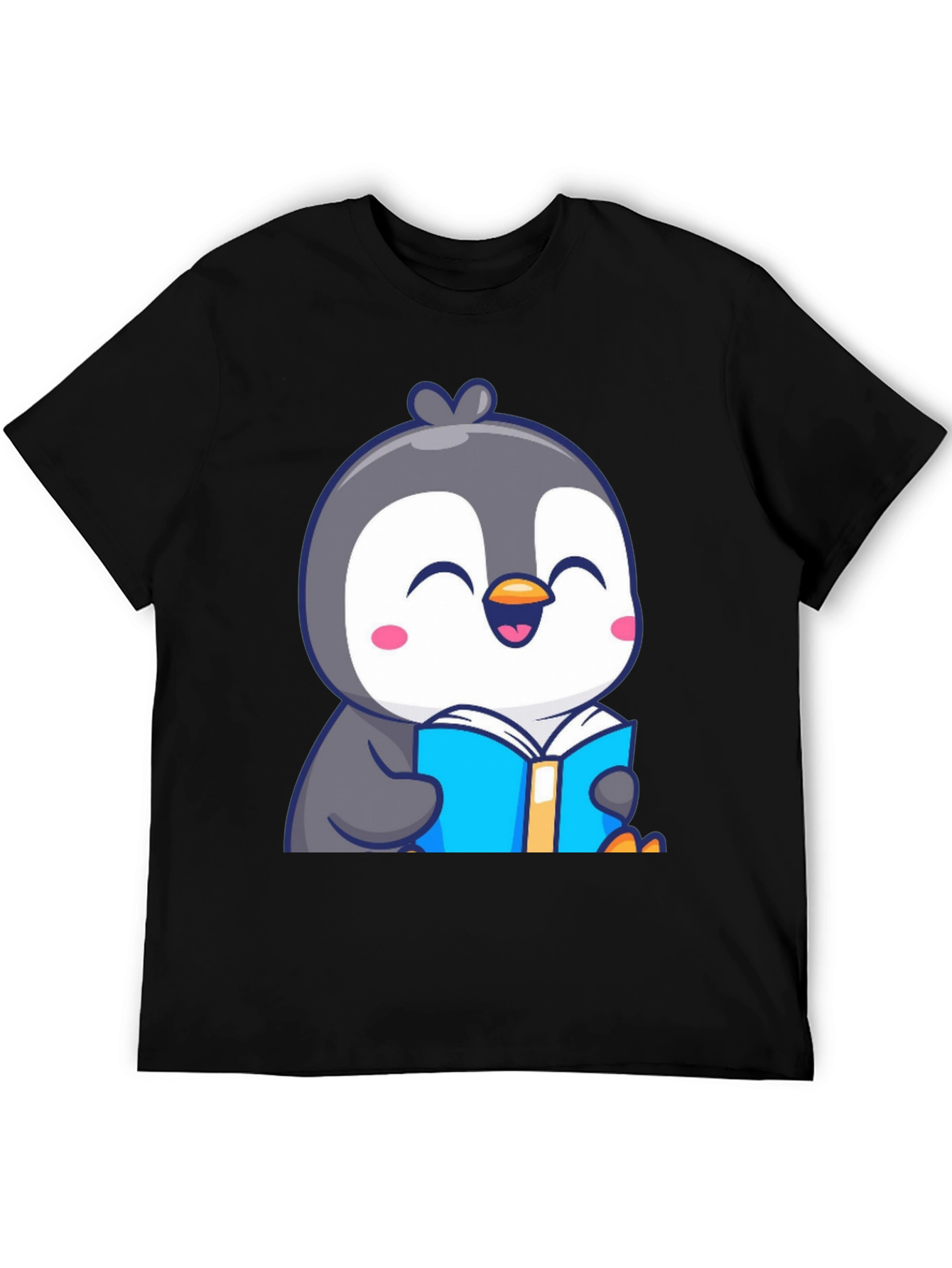 Penguin Reading Book T-Shirt - Cute Cartoon Design
