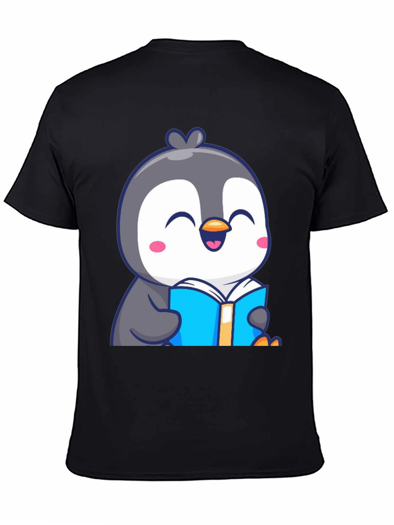 Penguin Reading Book T-Shirt - Cute Cartoon Design