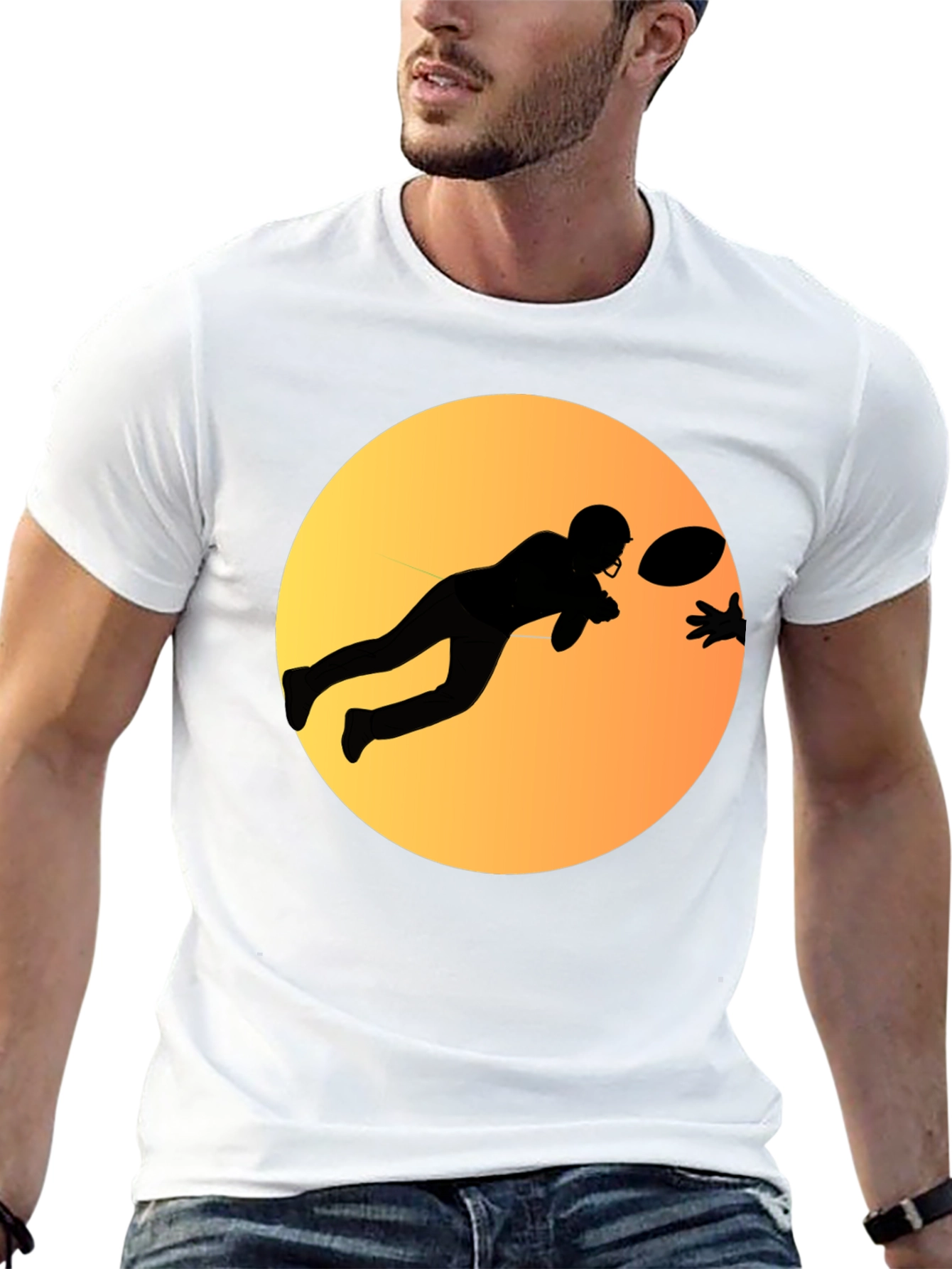 Football Player Graphic Tee - Black