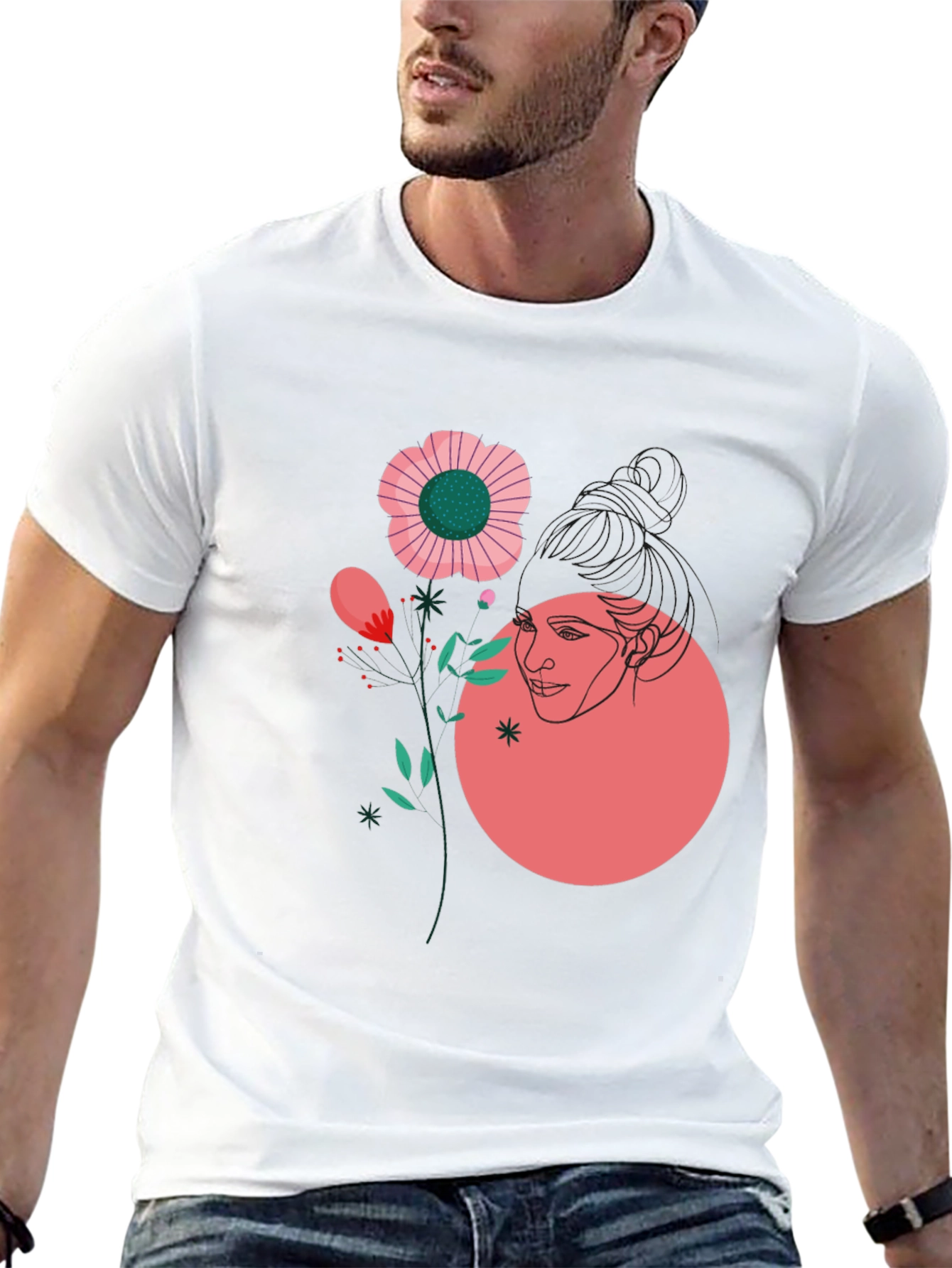 Abstract Floral Graphic Tee - Black