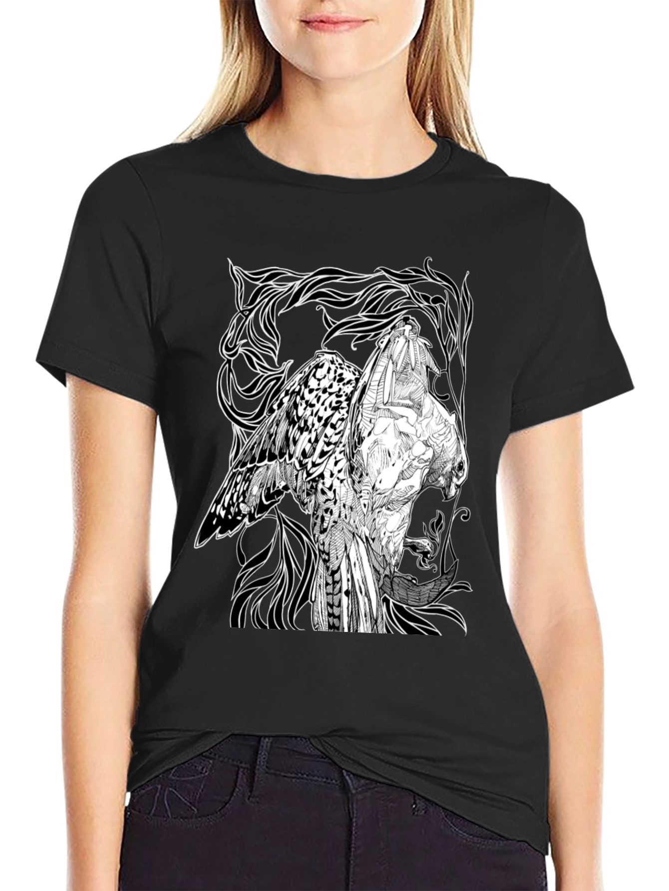 Graphic Owl T-Shirt - Black Cotton Tee