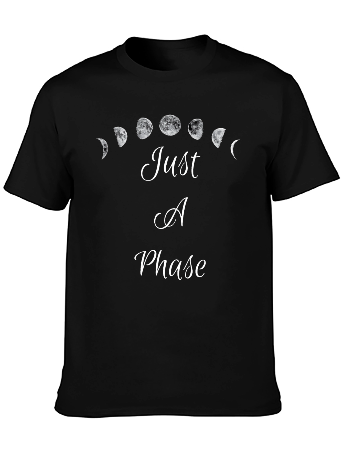 Just a Phase Moon T-Shirt - Black Cotton Tee