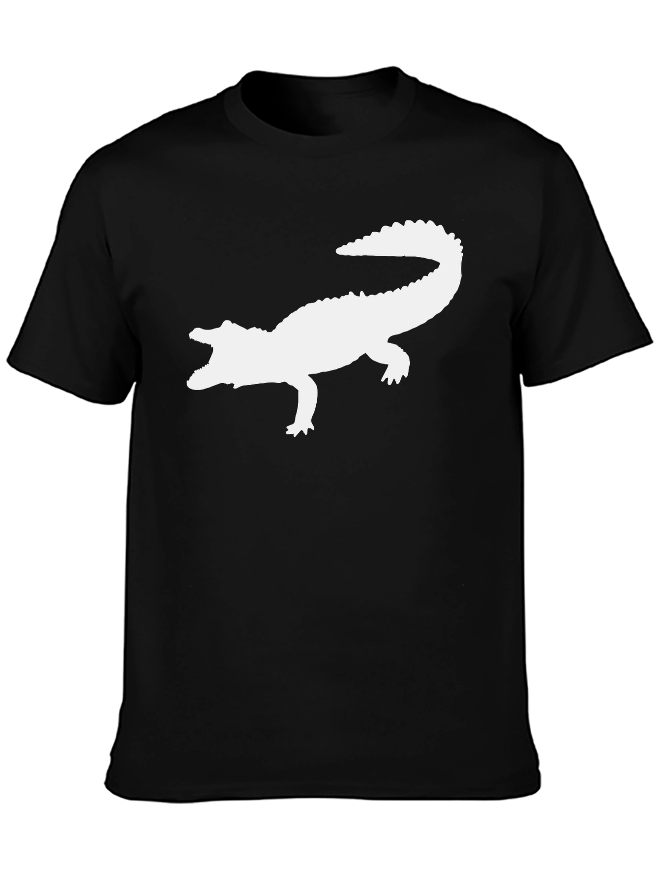 Crocodile Silhouette Graphic Tee - Black Cotton T-Shirt