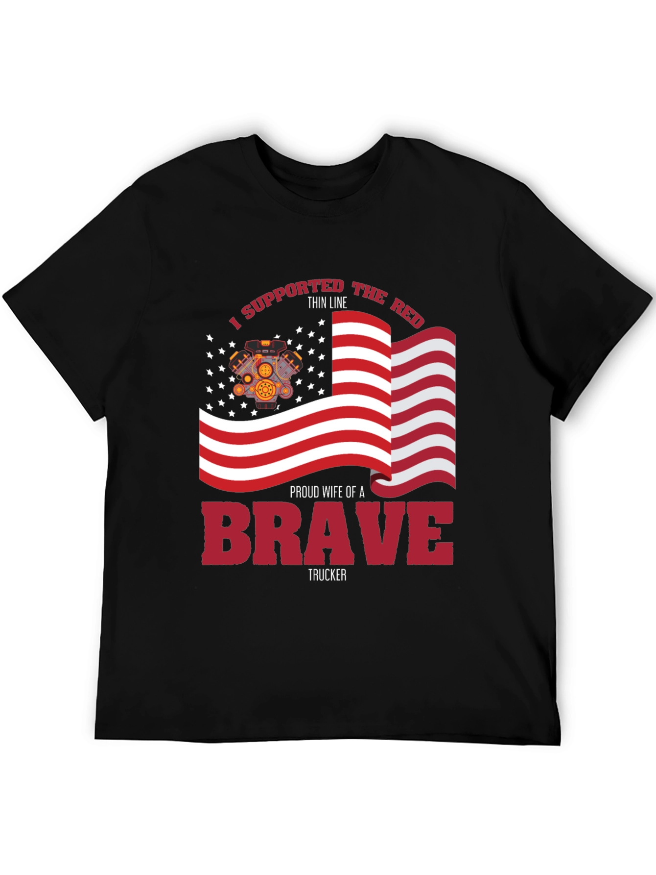 Proud Trucker Wife T-Shirt - Patriotic American Flag