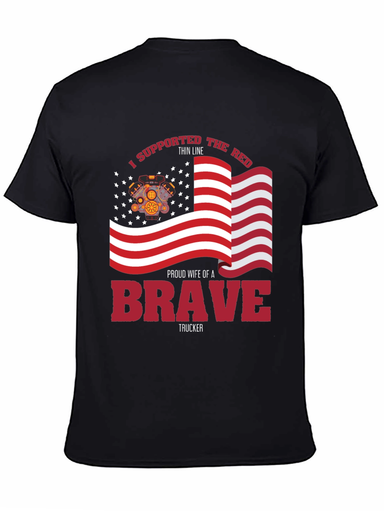Proud Trucker Wife T-Shirt - Patriotic American Flag