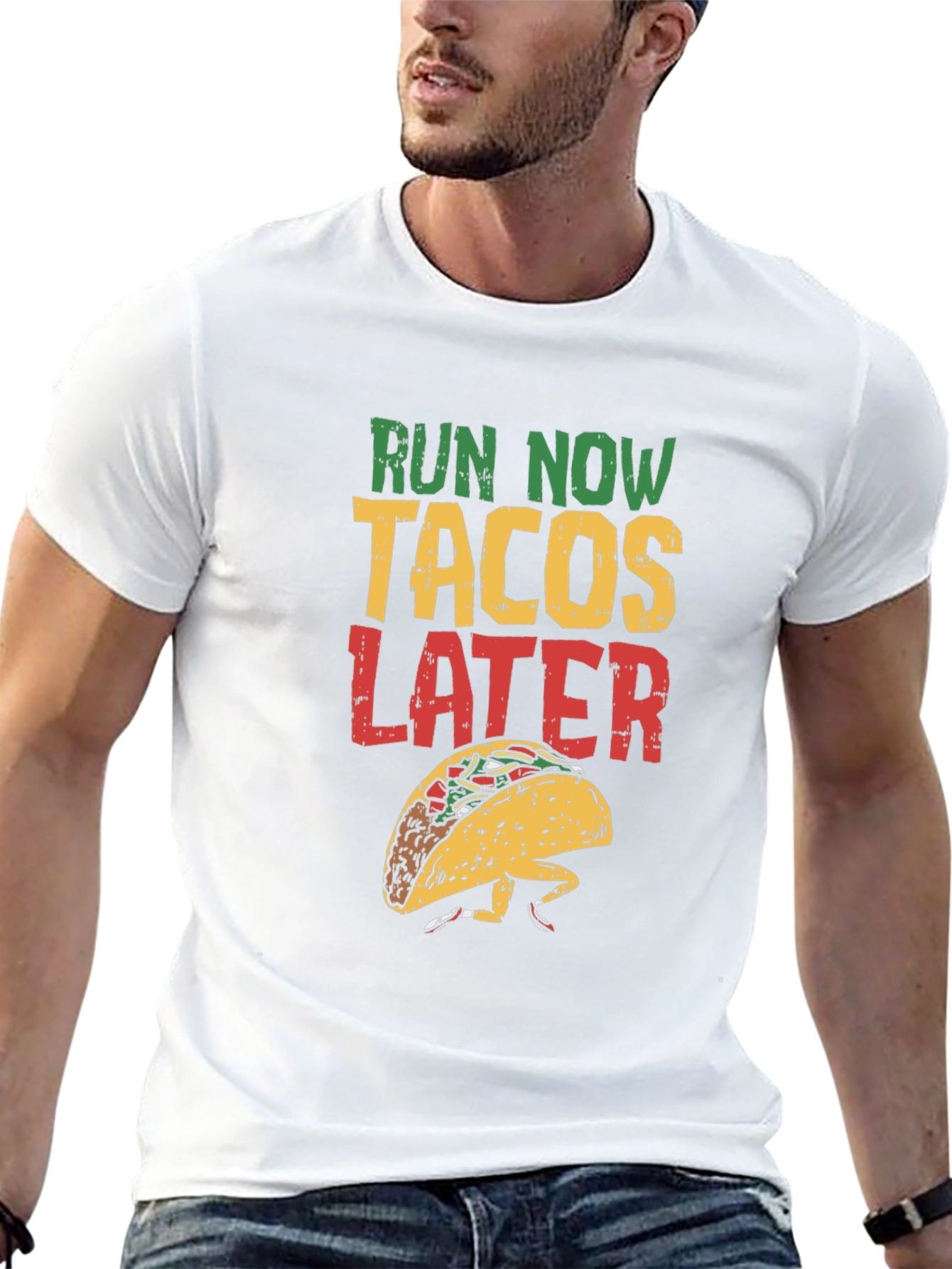 Run Now Tacos Later Graphic Tee - Black