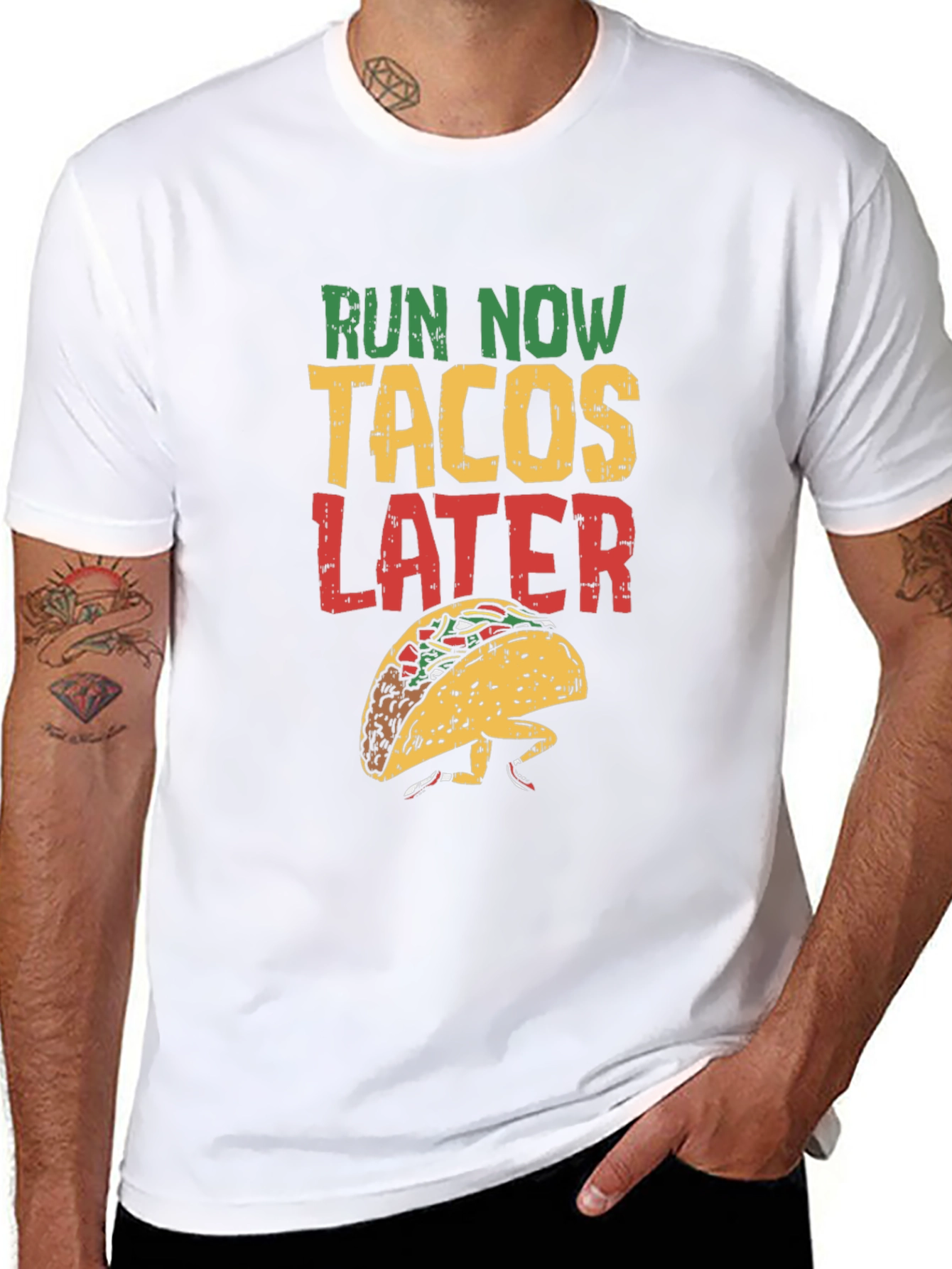 Run Now Tacos Later Graphic Tee - Black