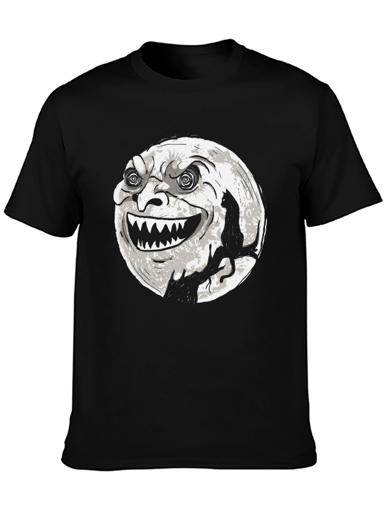 Spooky Moon Cat Graphic Tee - Halloween Shirt