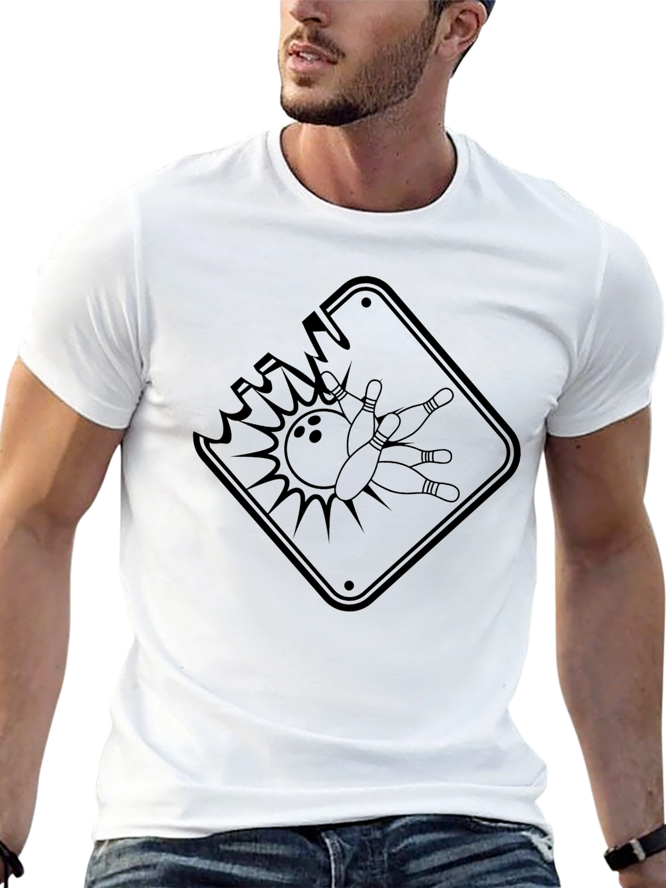 Bowling Strike Graphic Tee - Black
