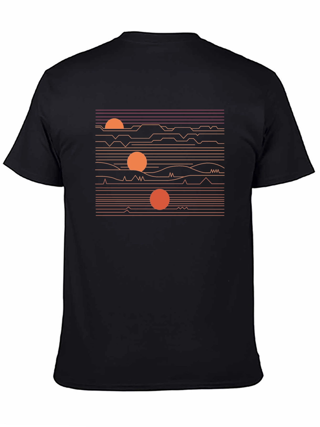 Retro Sunset Graphic Tee - Black Cotton Blend
