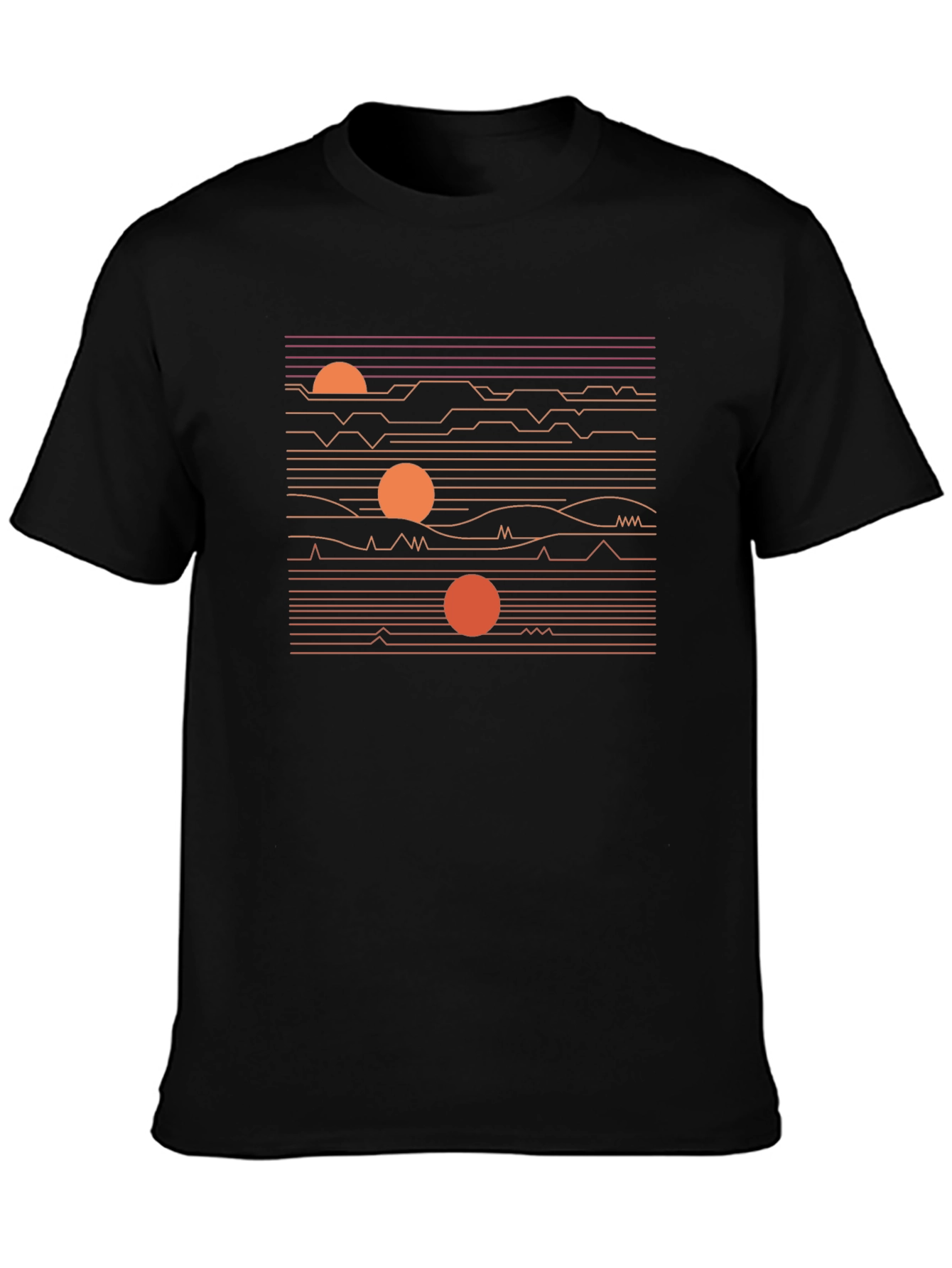 Retro Sunset Graphic Tee - Black Cotton Blend