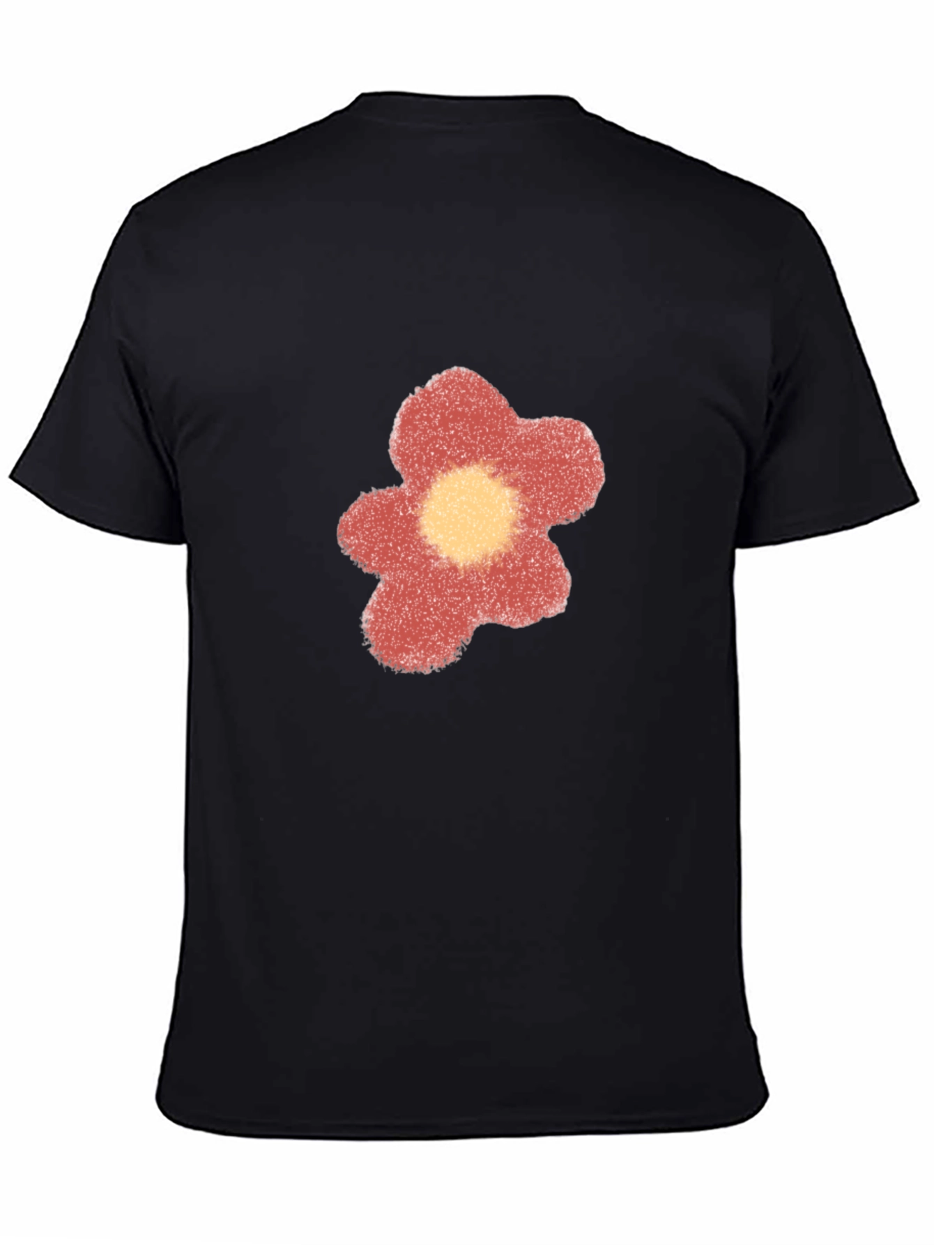 Black T-Shirt with a Flower Design
