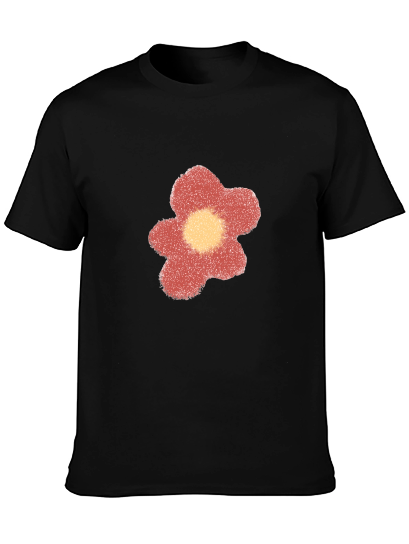 Black T-Shirt with a Flower Design