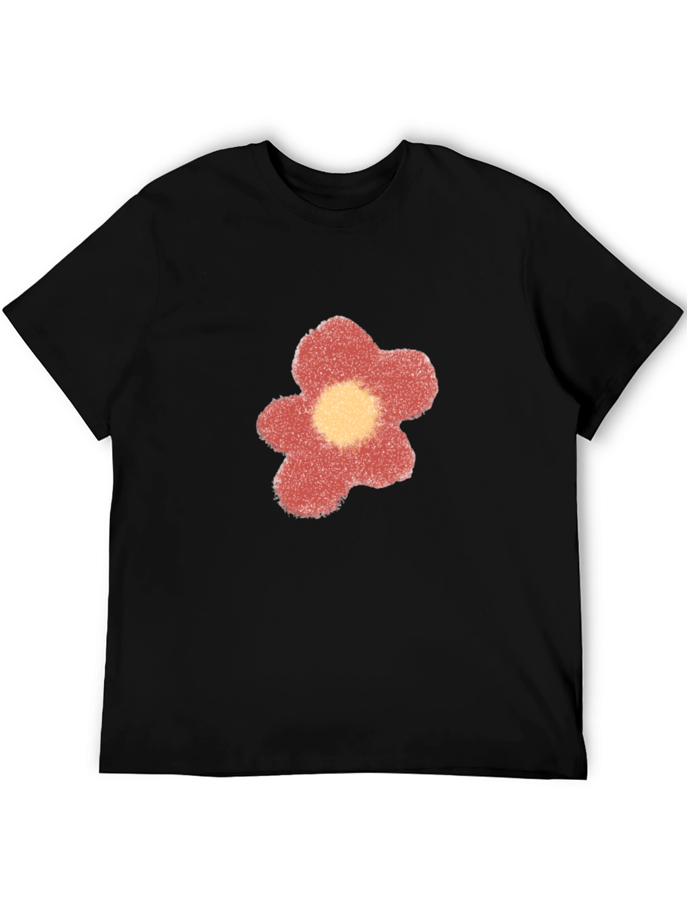 Black T-Shirt with a Flower Design