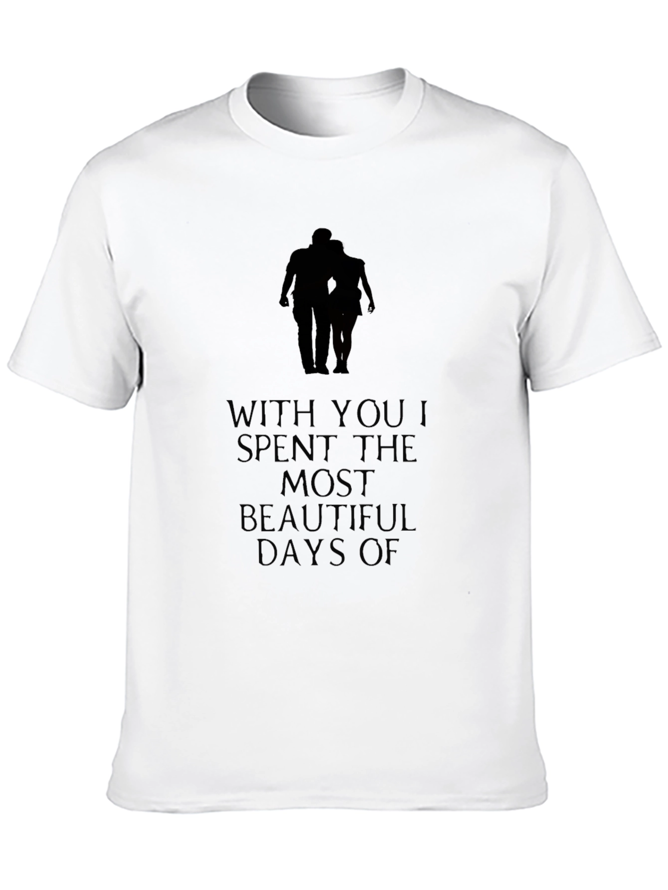 Romantic Couple Silhouette Graphic Tee - Black