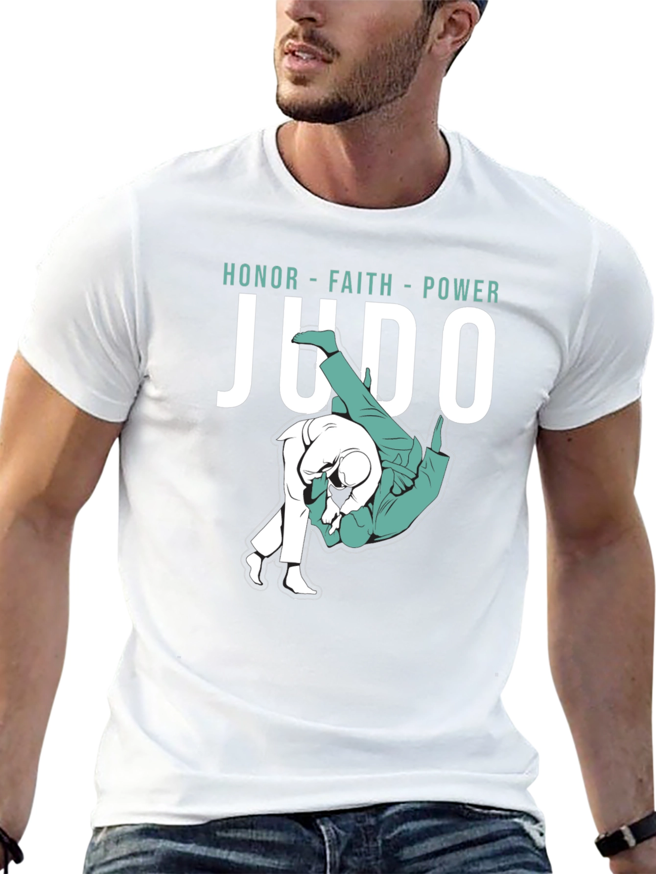 Judo Honor Faith Power Graphic Tee - Black