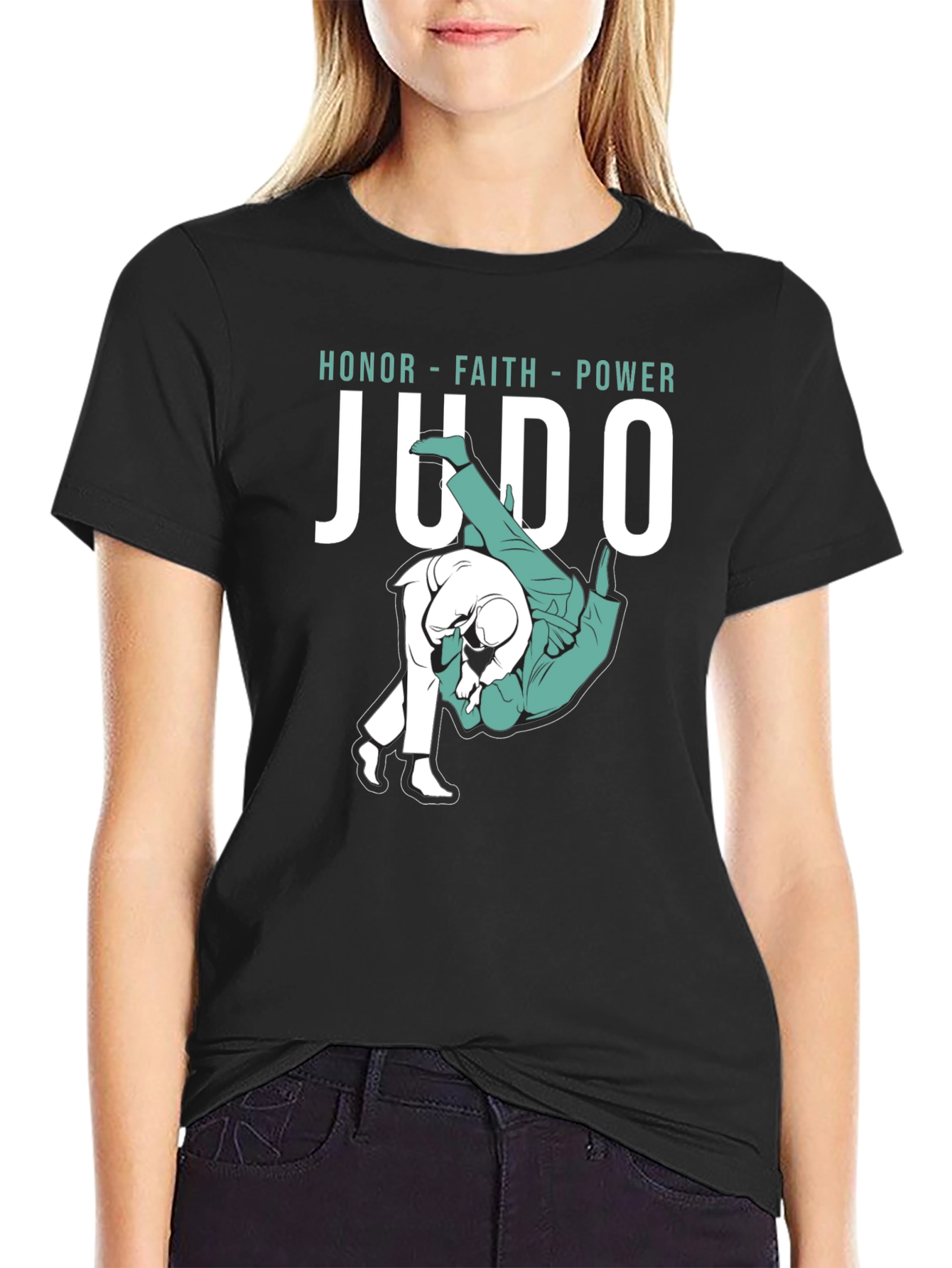 Judo Honor Faith Power Graphic Tee - Black