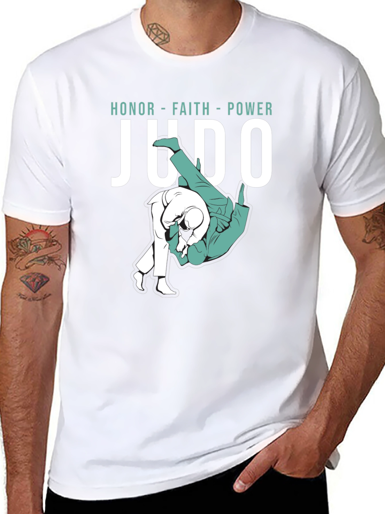 Judo Honor Faith Power Graphic Tee - Black