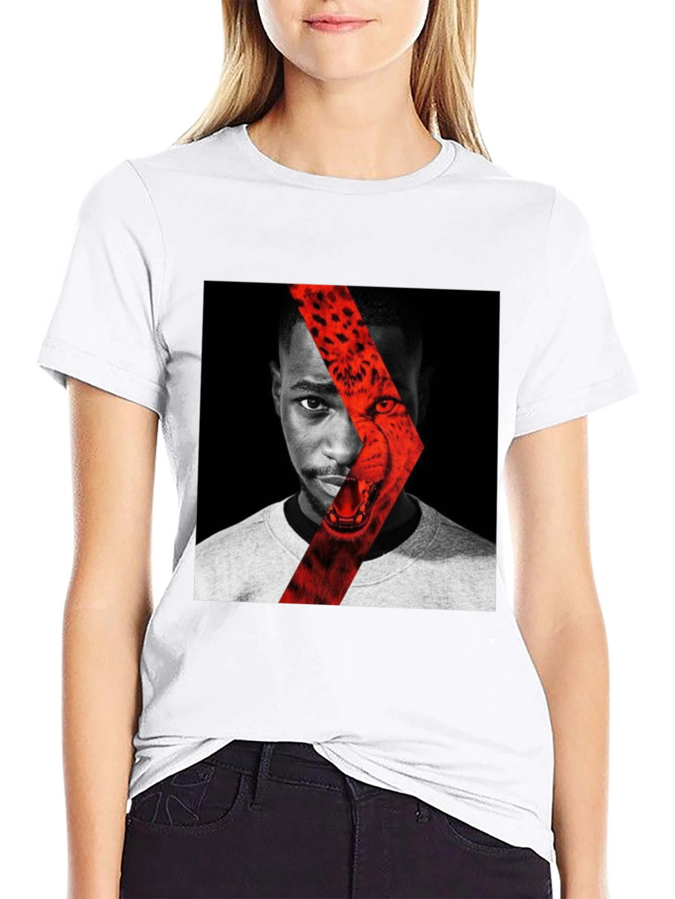Graphic Print T-Shirt - Cheetah Portrait Design