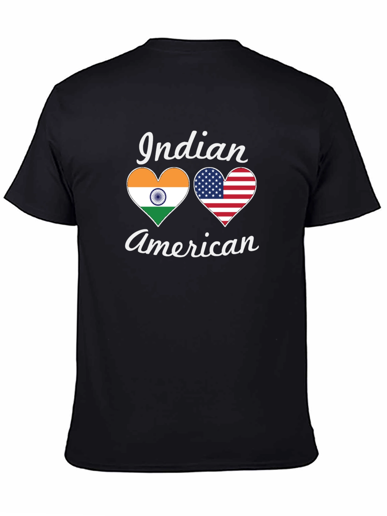 Indian American Pride T-Shirt Heart Flags