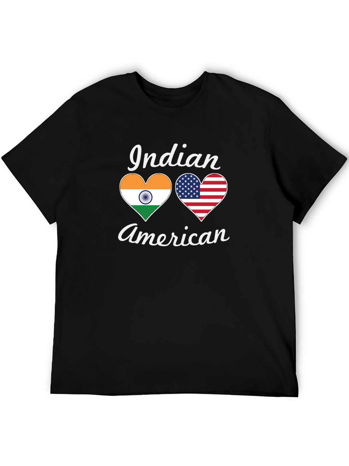 Indian American Pride T-Shirt Heart Flags