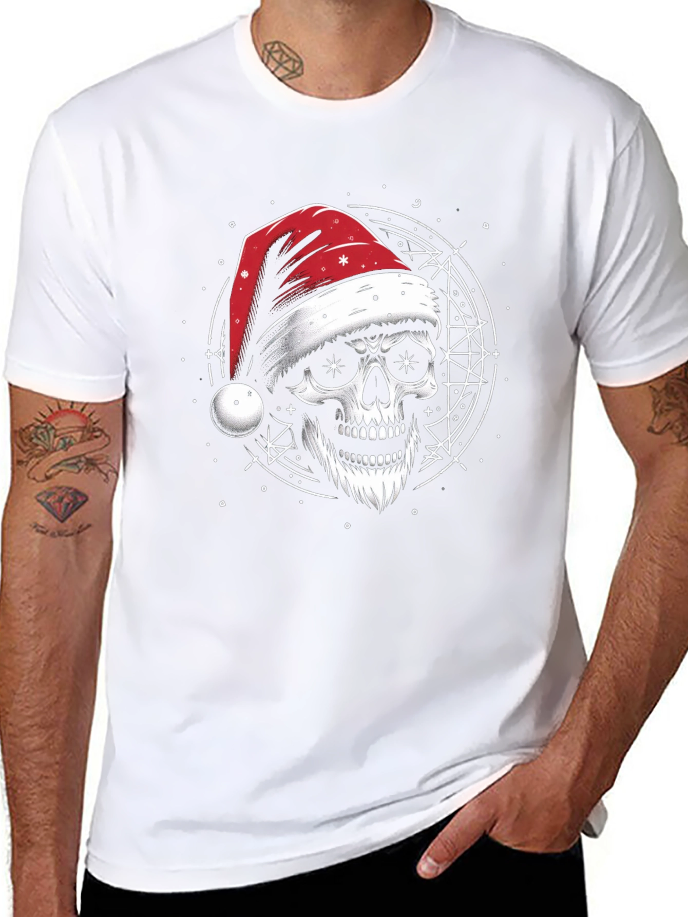 Skull Santa Hat T-Shirt - Holiday Style