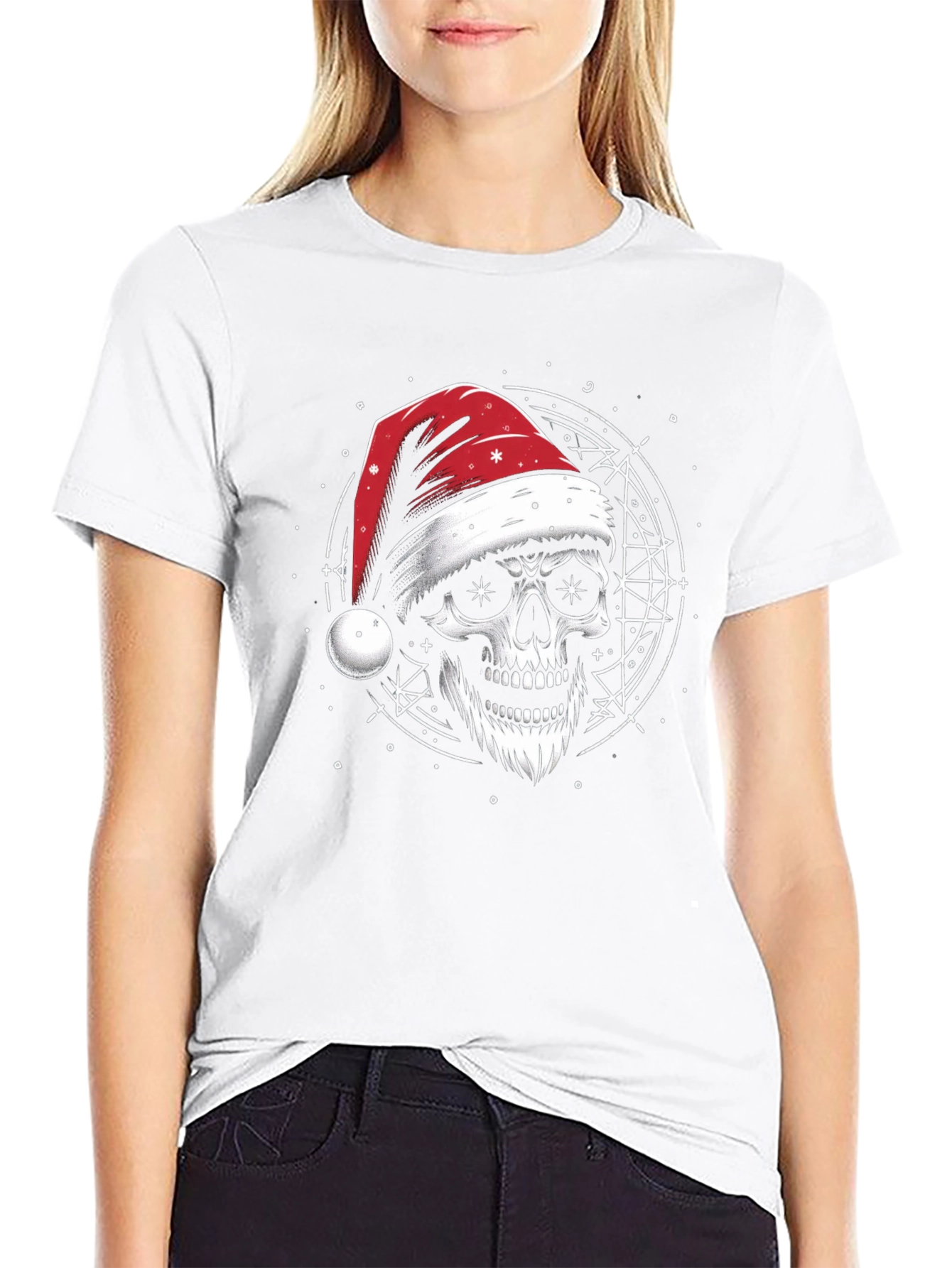 Skull Santa Hat T-Shirt - Holiday Style