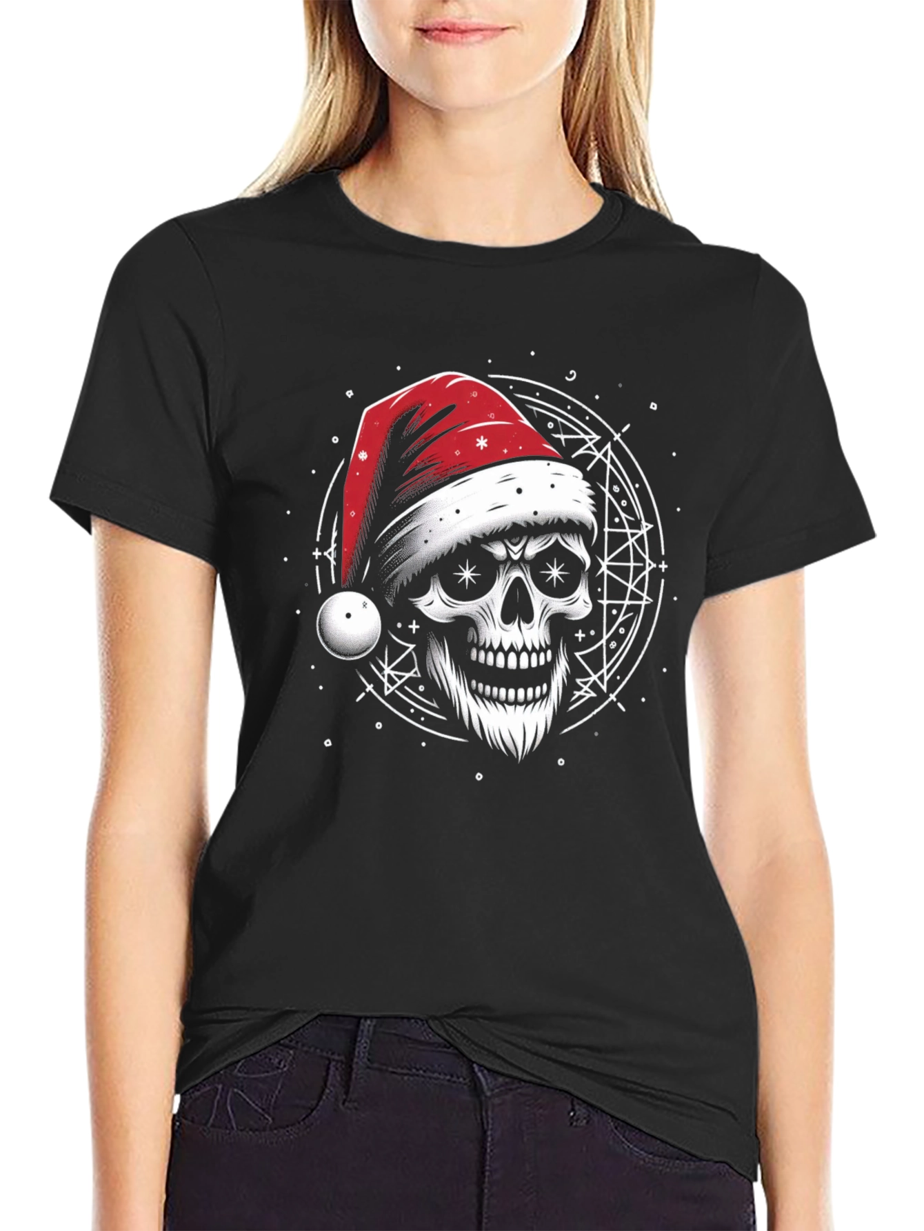 Skull Santa Hat T-Shirt - Holiday Style