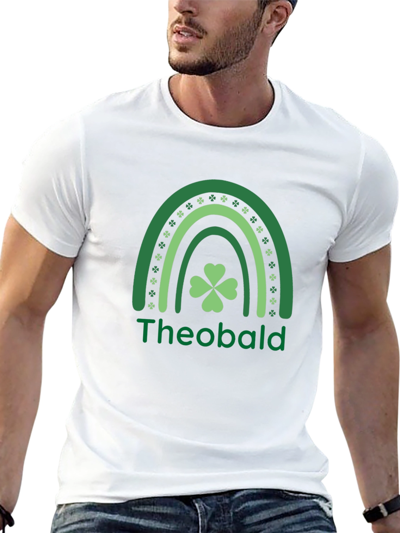 St. Patricks Day Theobald Rainbow Shamrock T-Shirt