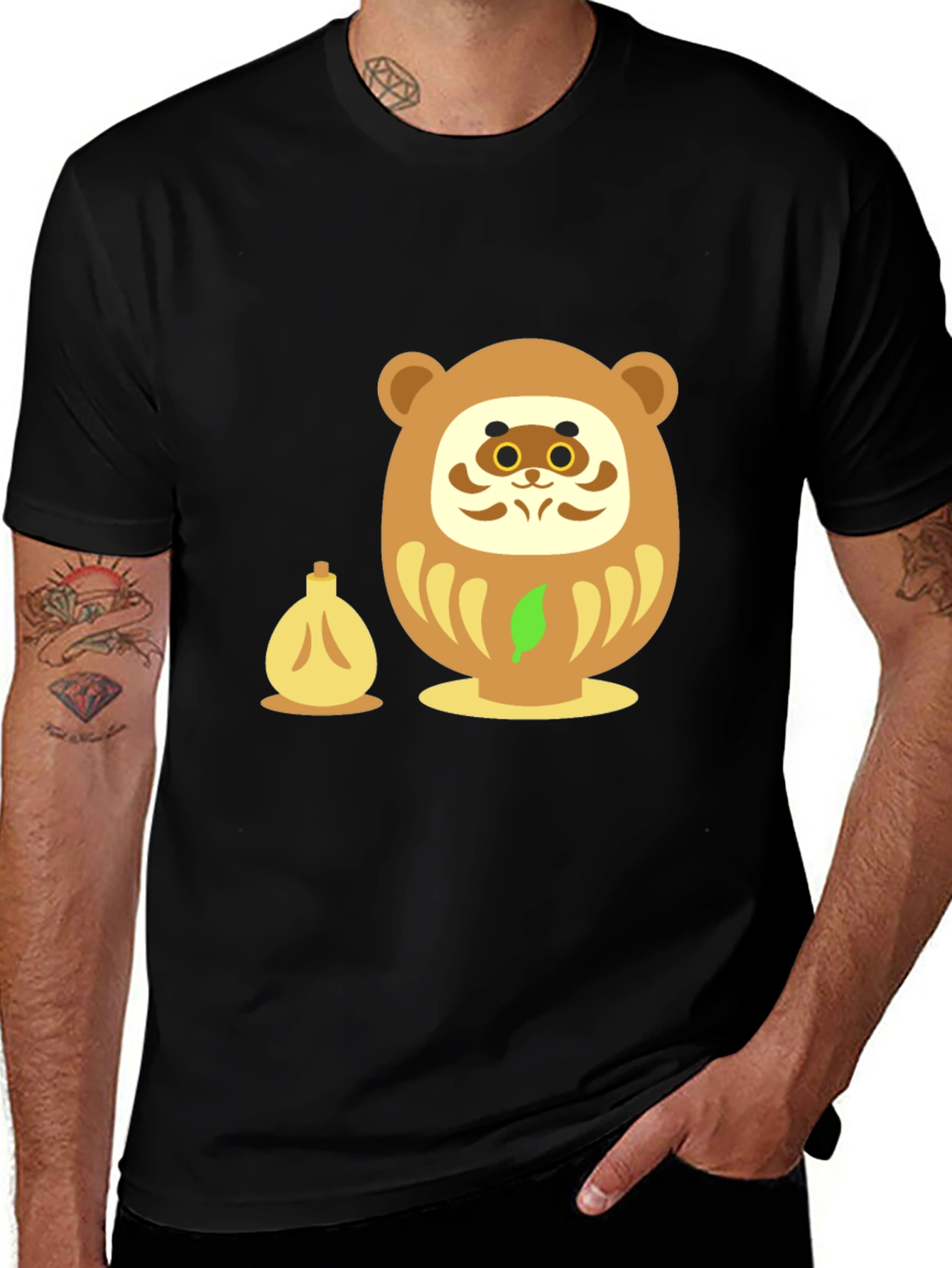 Tanuki Dumpling T-Shirt - Unisex Black Cotton Tee