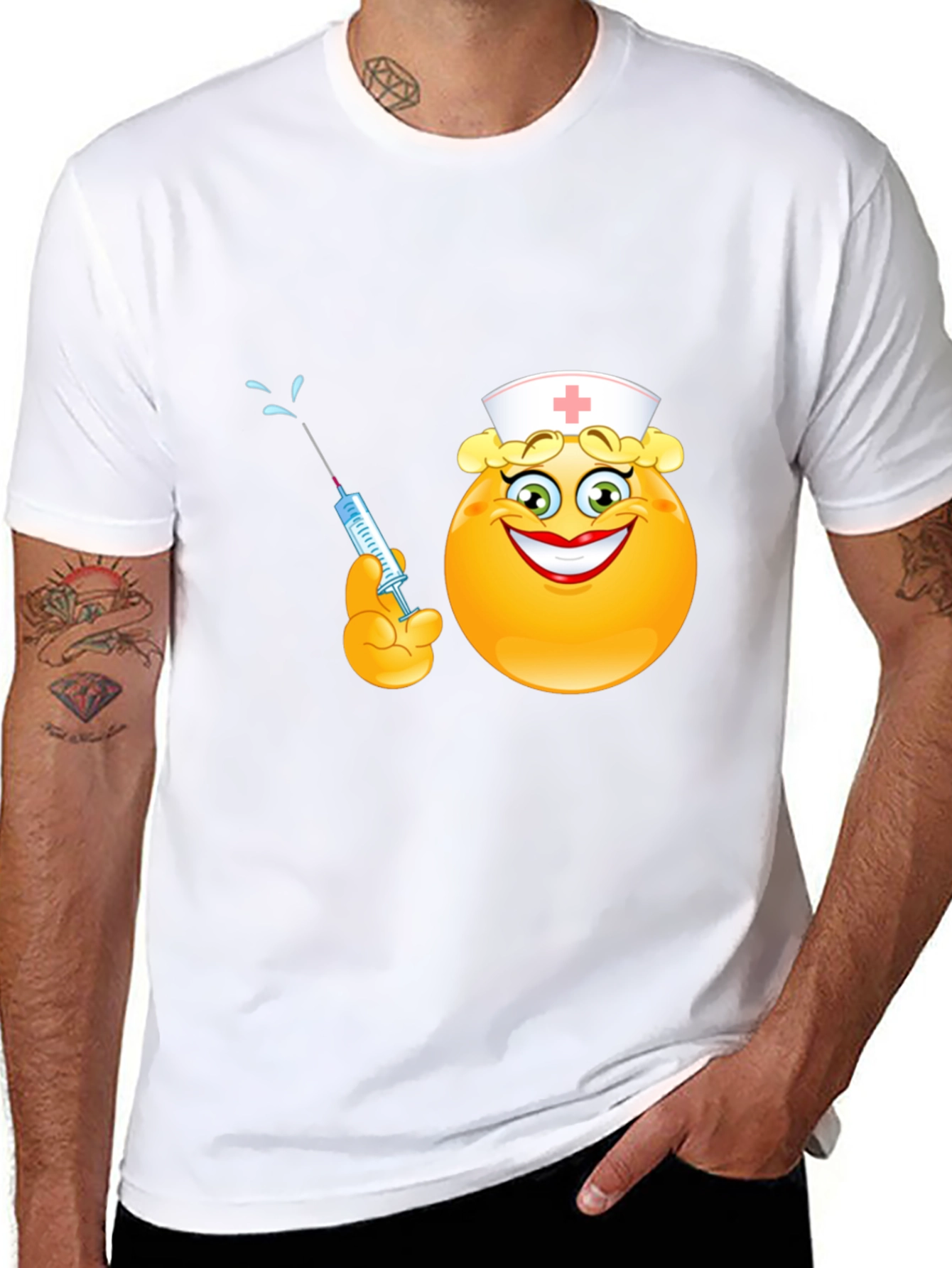 Funny Nurse Emoji T-Shirt - Black Cotton Tee