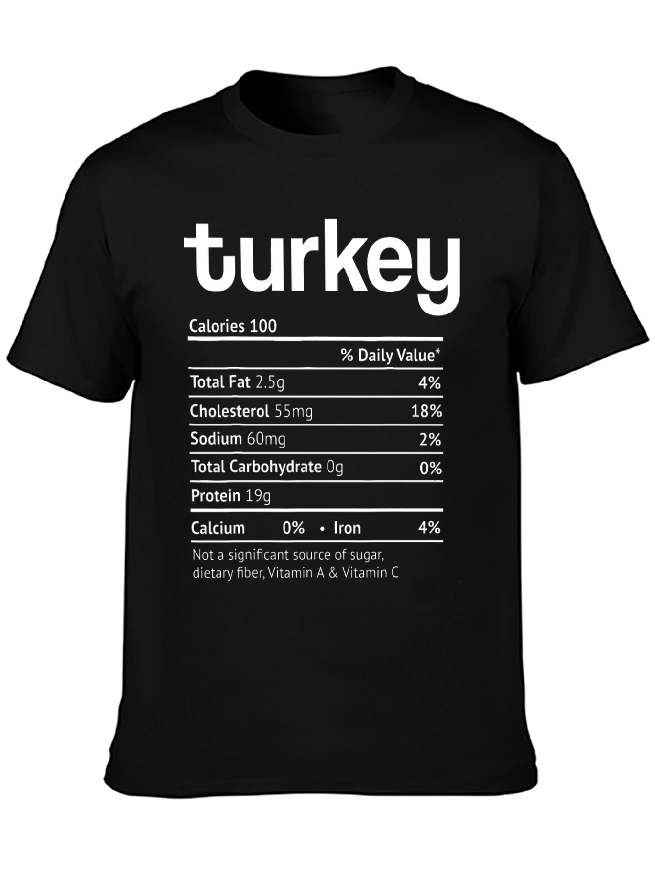 Turkey Nutrition Facts T-Shirt - Funny Thanksgiving Tee