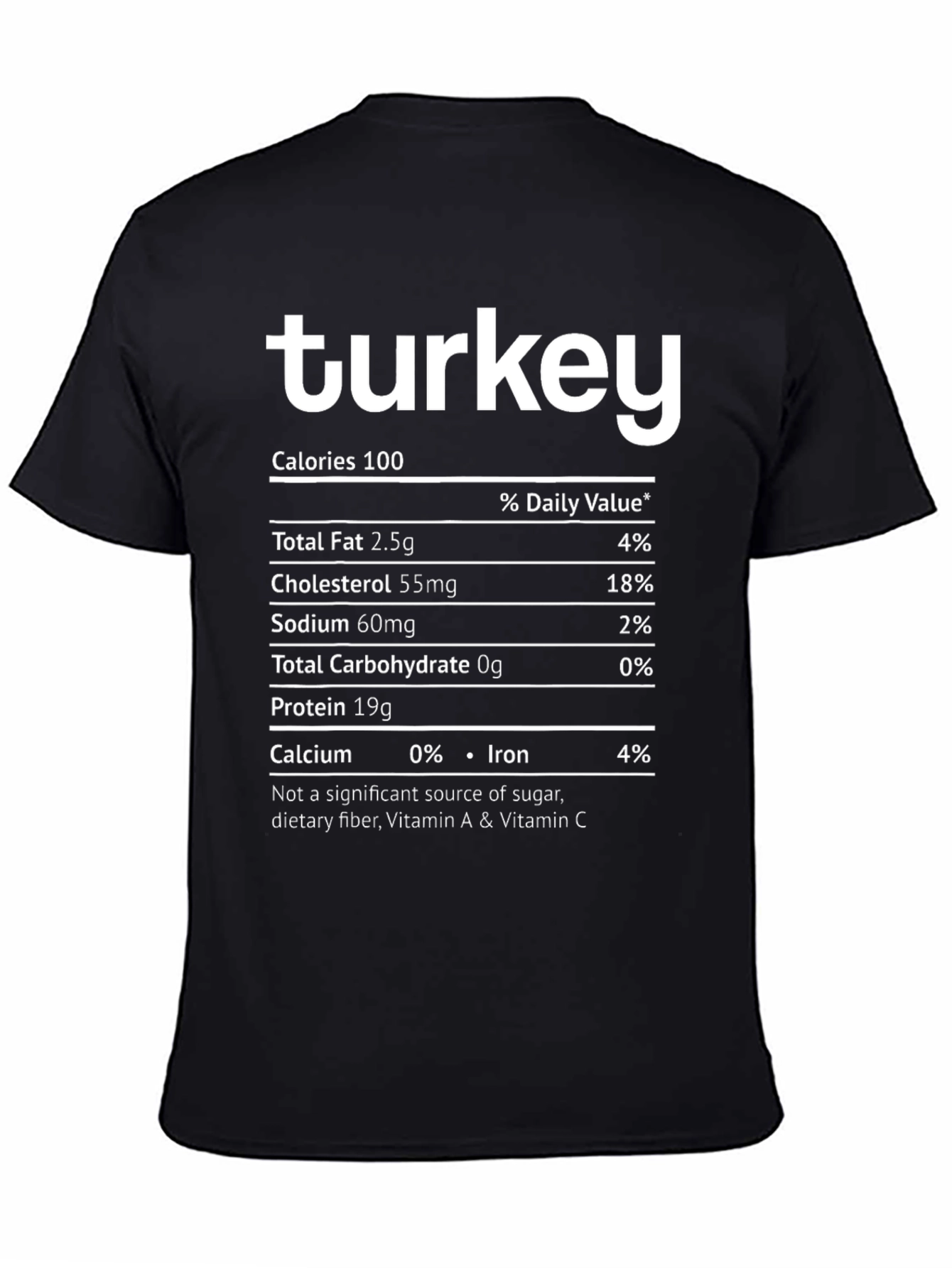 Turkey Nutrition Facts T-Shirt - Funny Thanksgiving Tee