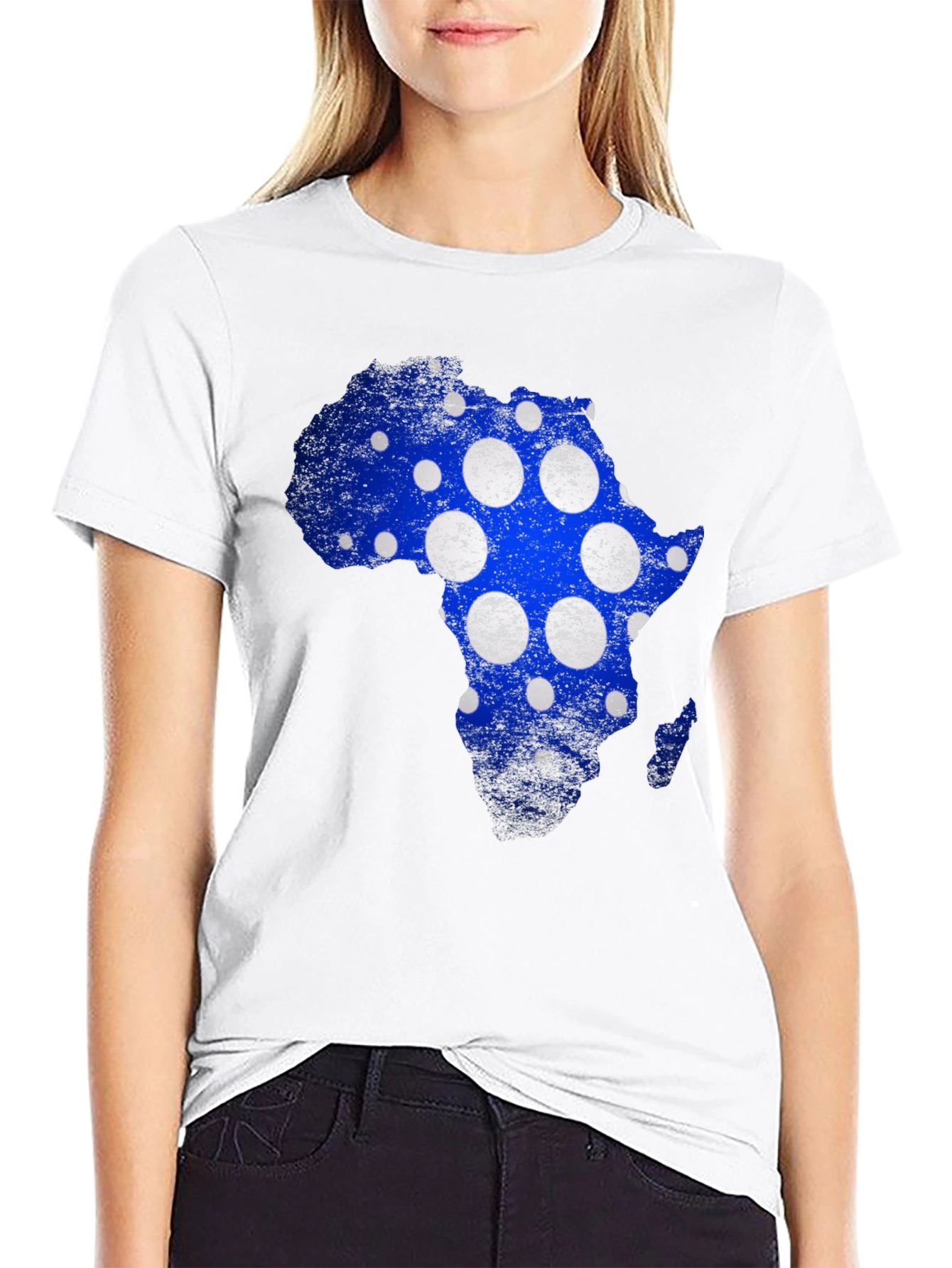 Africa Map Polka Dot Graphic Tee - Black