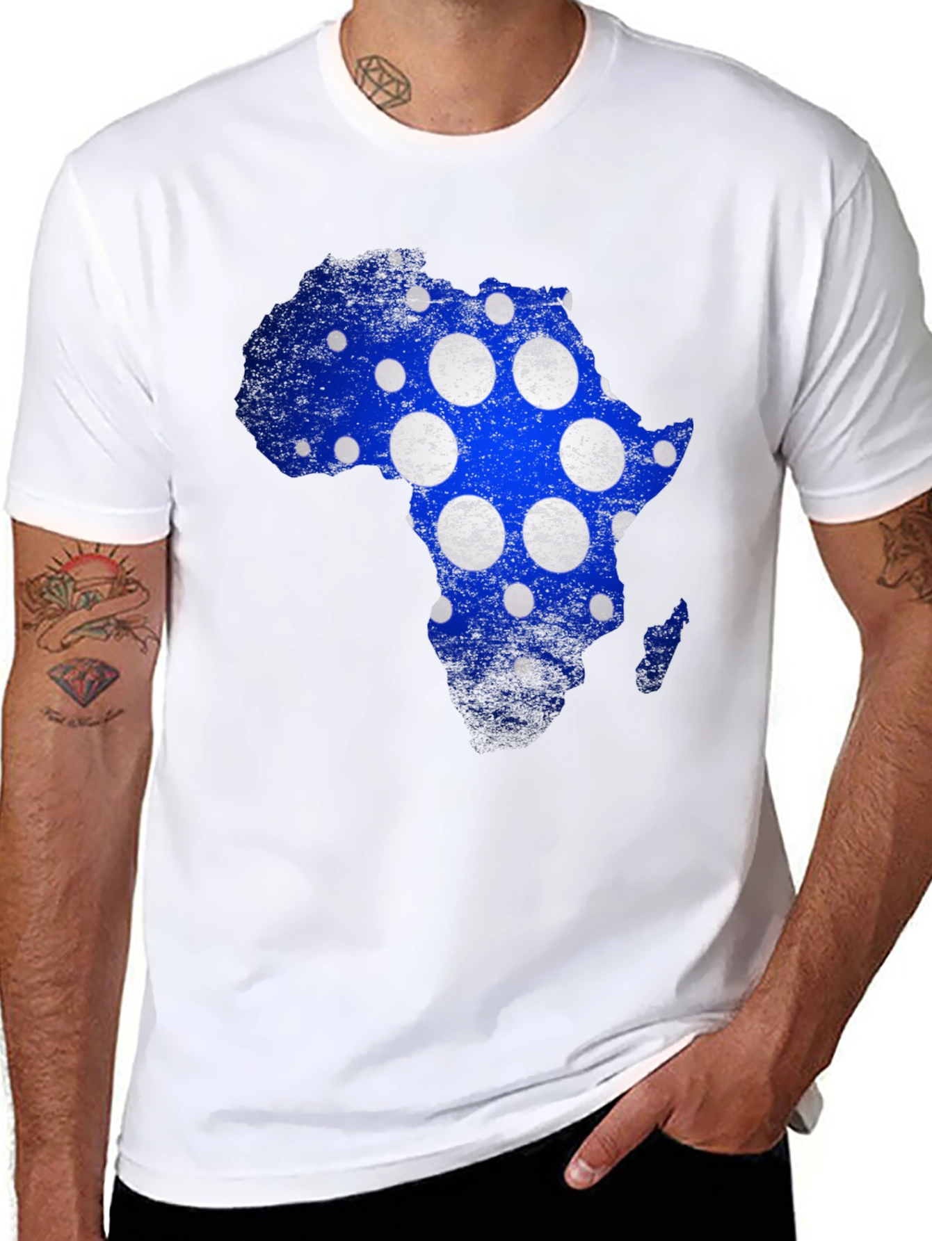 Africa Map Polka Dot Graphic Tee - Black