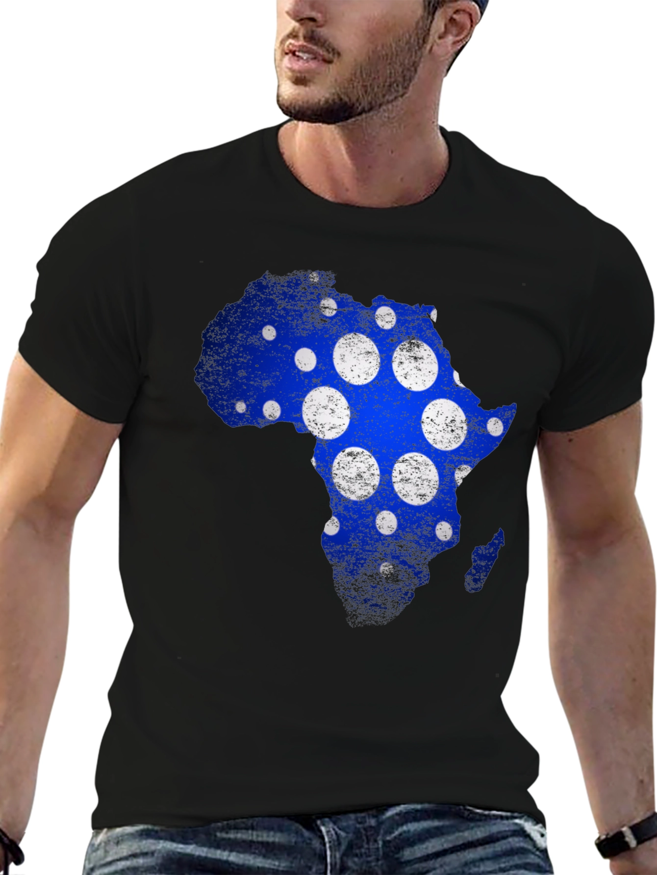 Africa Map Polka Dot Graphic Tee - Black