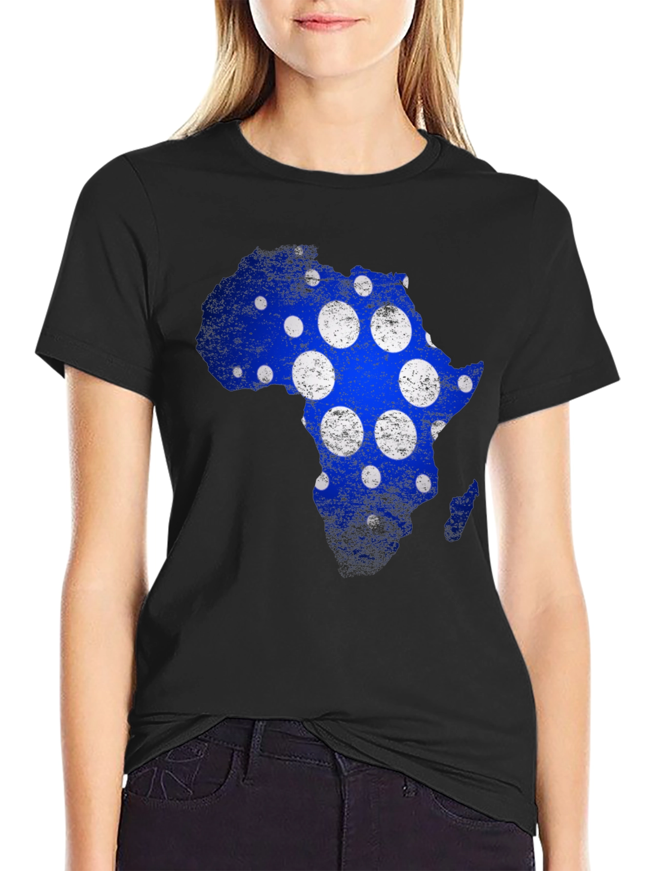 Africa Map Polka Dot Graphic Tee - Black