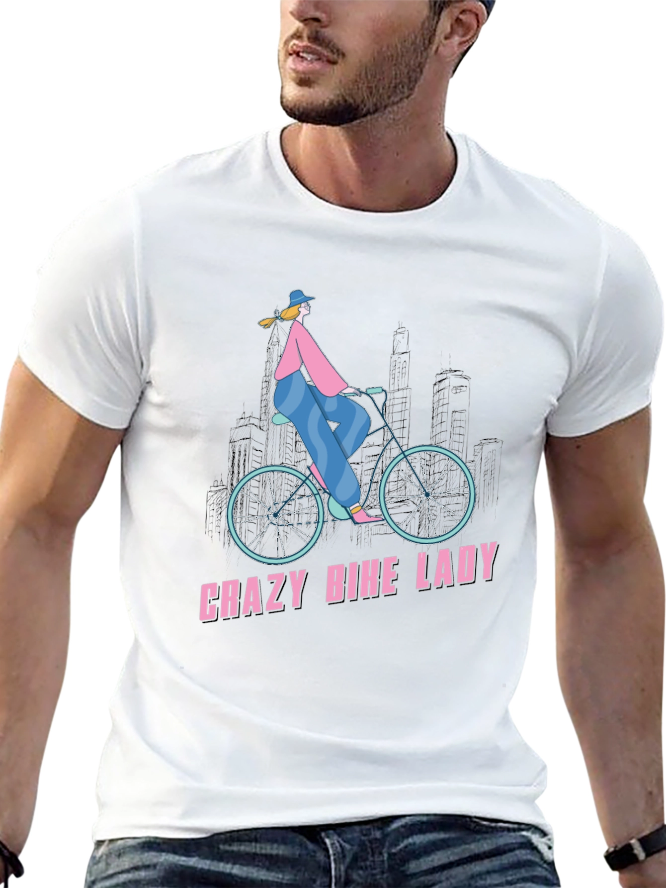 Crazy Bike Lady T-Shirt - Unique Graphic Tee
