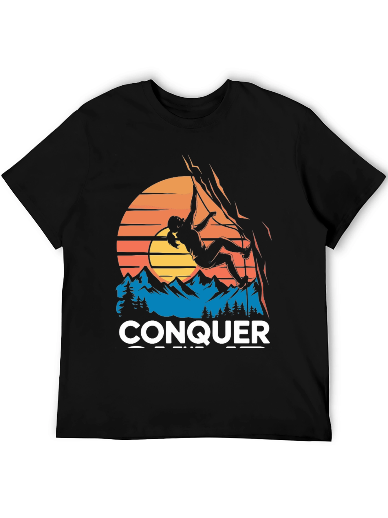 Conquer Mountain Climbing Graphic T-Shirt