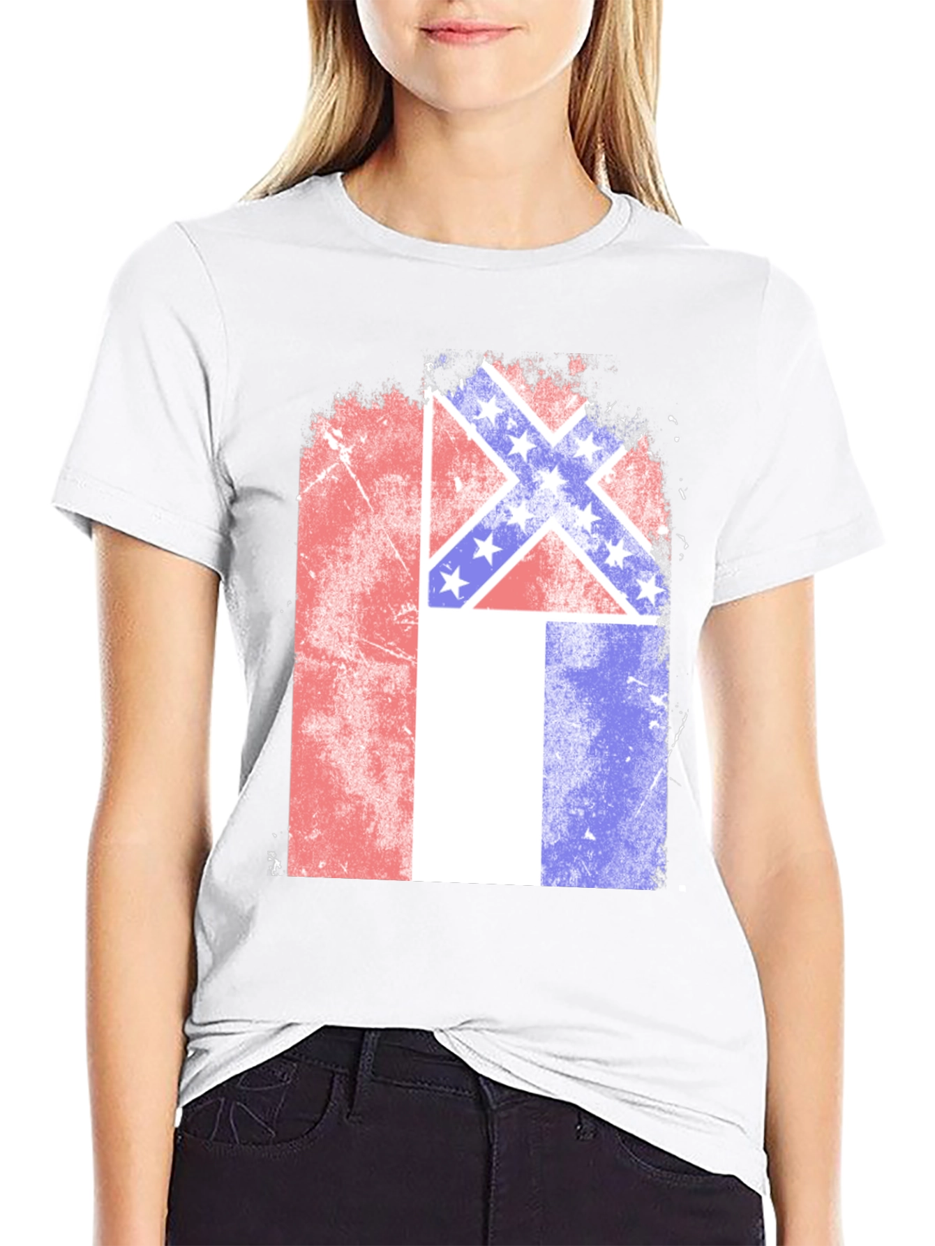 Confederate Flag T-Shirt - Distressed Patriotic Tee